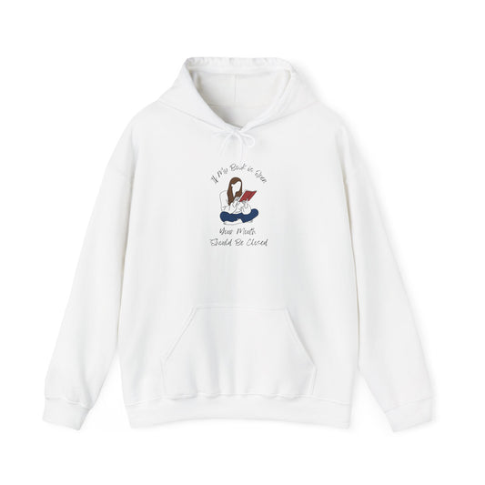 If My Book is Open... Unisex Hooded Sweatshirt with Library Design, Cozy Literature Hoodie for Book Lovers, Perfect Gift for Readers, Literary [...]