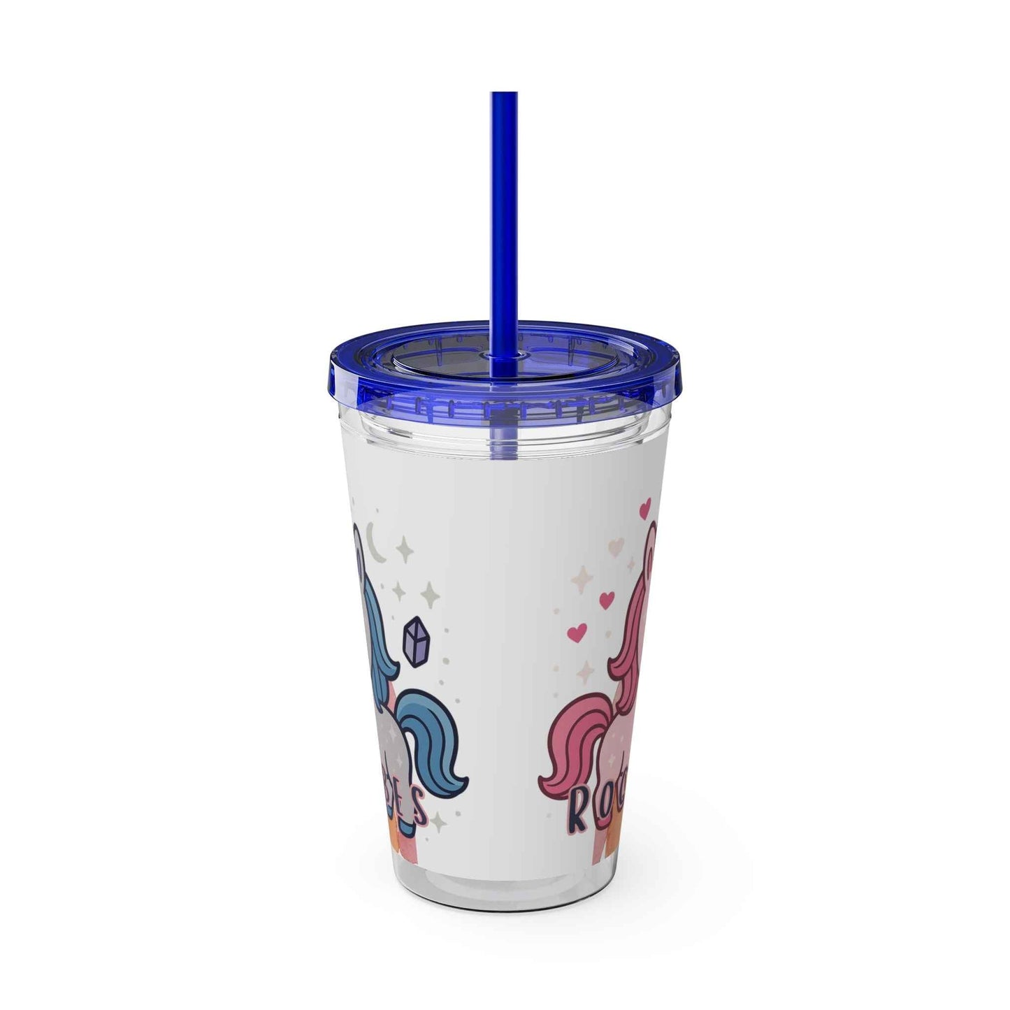 Tumbler Sunsplash Unicorn,  16oz Cup with Straw, Ideal for Kids, Rocking Good Vibes