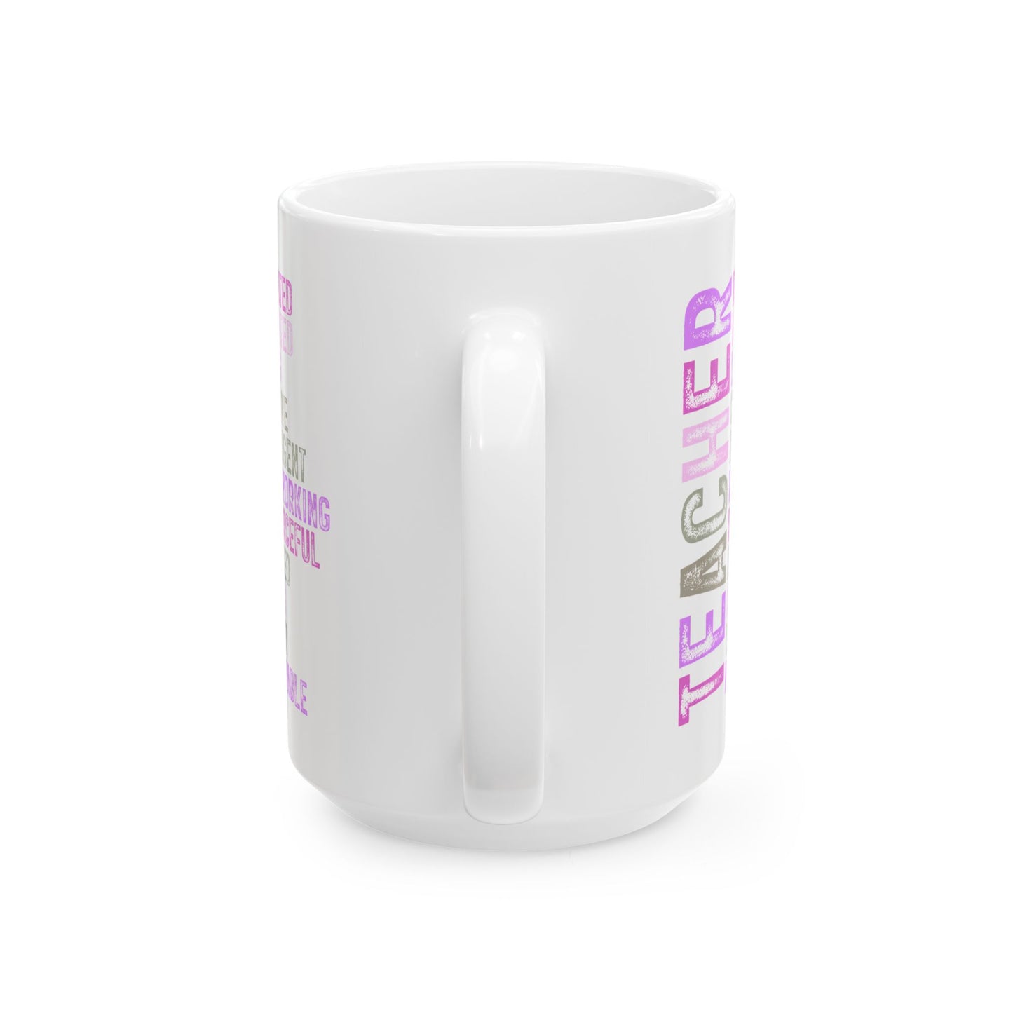 Purple Teacher Ceramic Mug — "Teacher" Vertical Design, Appreciation Gift for Educators (11oz, 15oz)