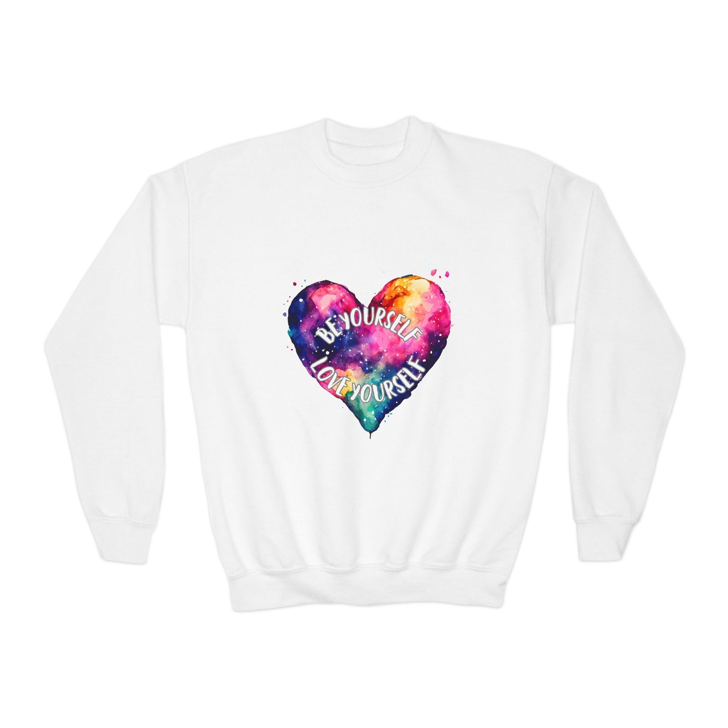 Be Yourself Love Yourself Empowering Youth Crewneck Sweatshirt, Inspirational Apparel, Affirmation Gift, Motivational Sweatshirt, Positive Vibes Clothing