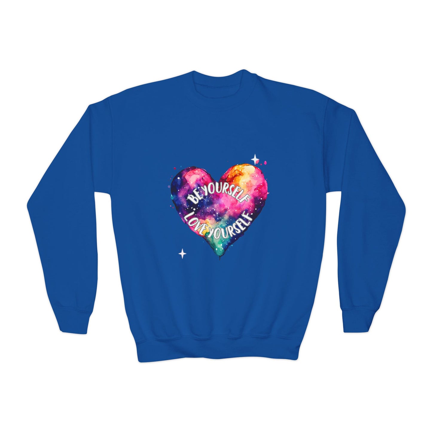 Be Yourself Love Yourself Empowering Youth Crewneck Sweatshirt, Inspirational Apparel, Affirmation Gift, Motivational Sweatshirt, Positive Vibes Clothing