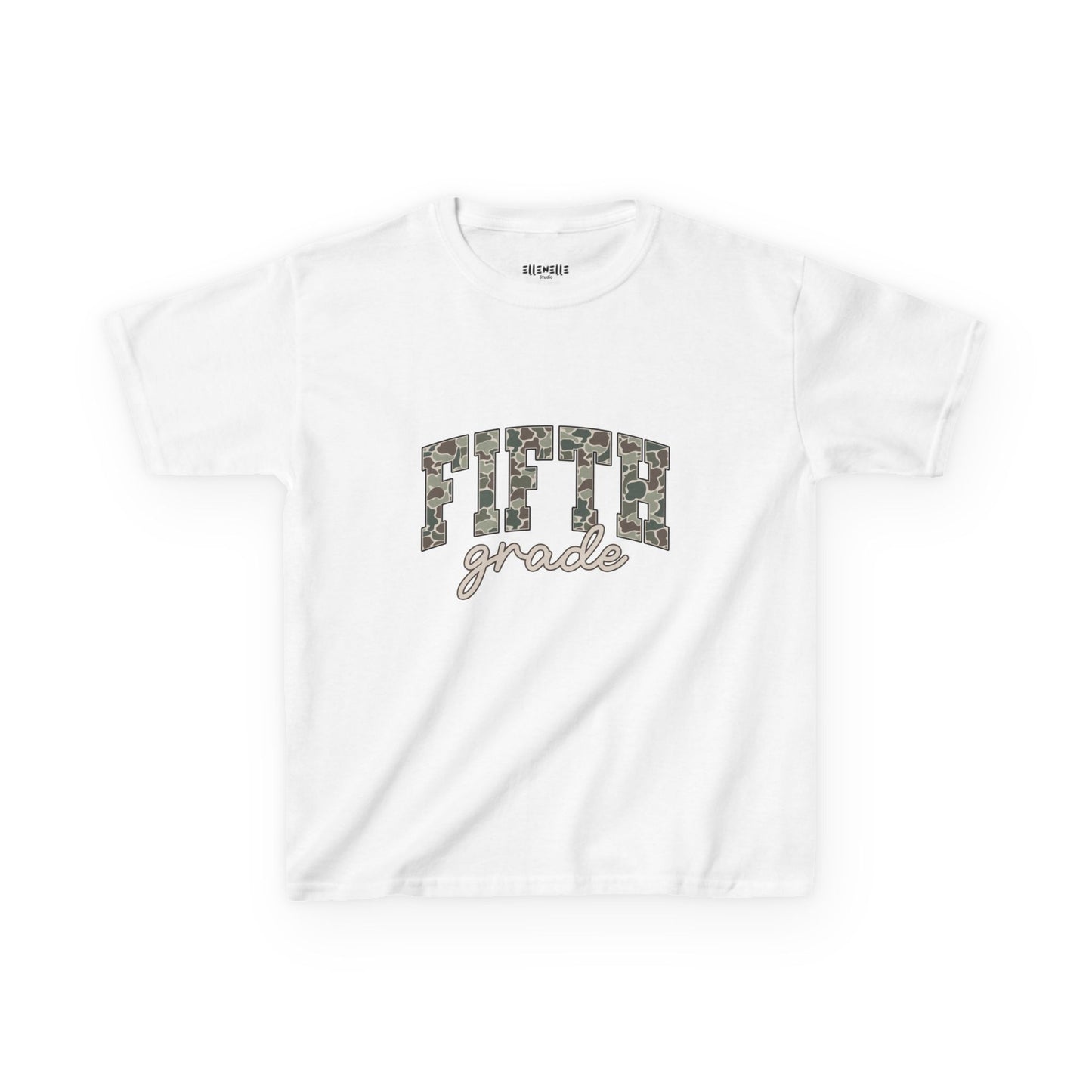 Camo Fifth Grade T‑Shirt — Neutral Back-to-School Tee