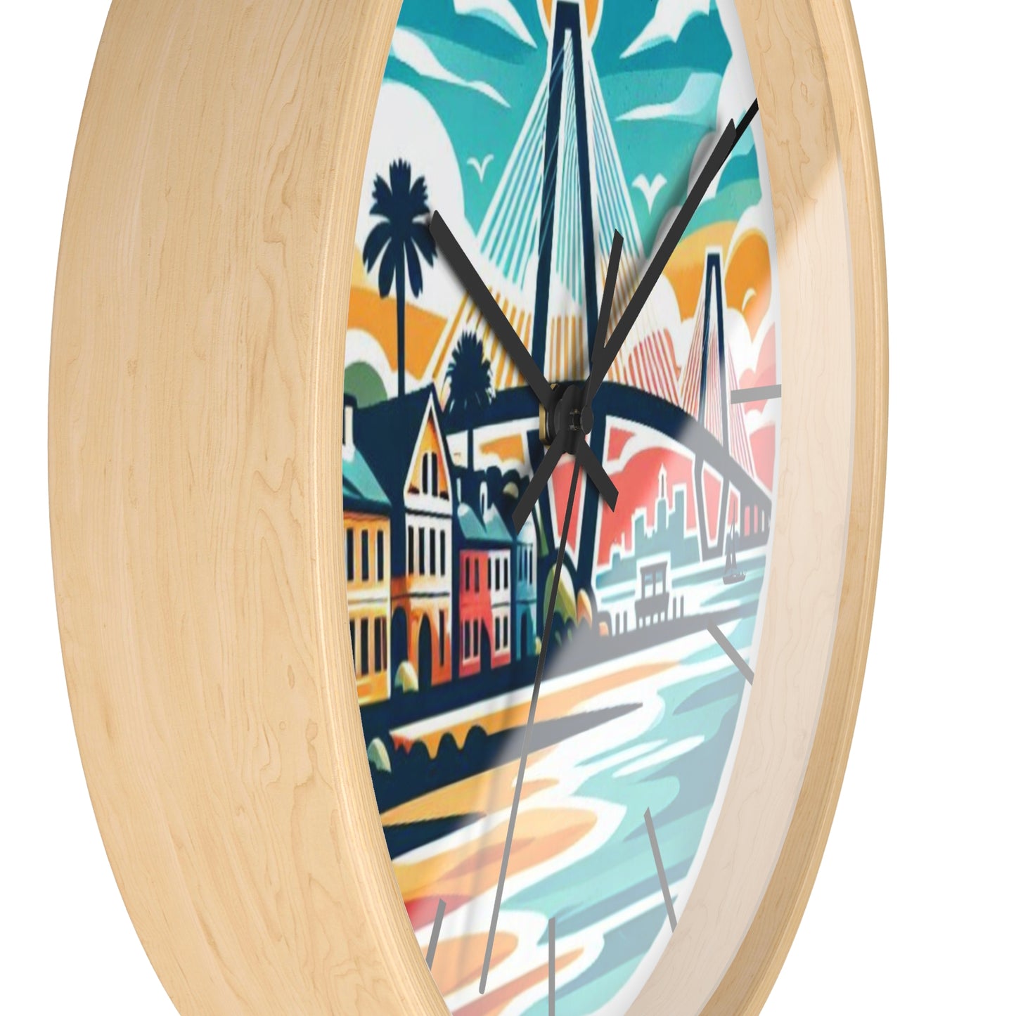 Charleston SC Wall Clock - Beach Vibes, Home Decor, Gift for Ocean Lovers, Tropical Artwork, Nautical Timepiece