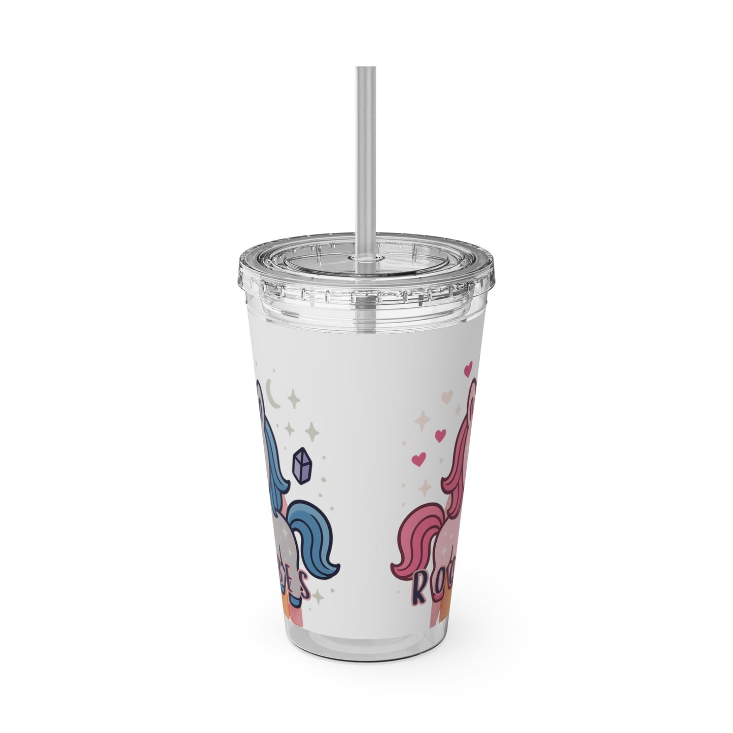 Tumbler Sunsplash Unicorn,  16oz Cup with Straw, Ideal for Kids, Rocking Good Vibes