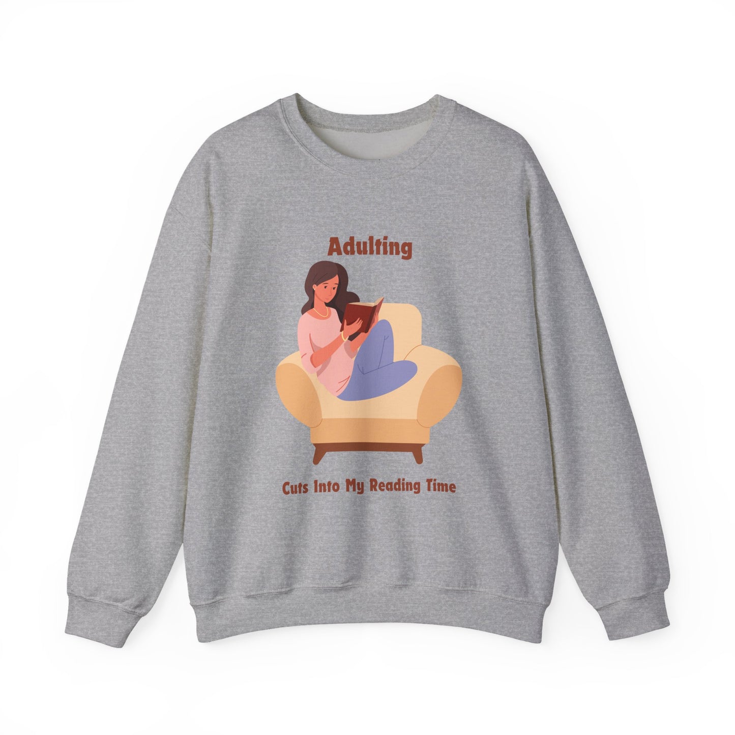 Adulting Cuts into My Reading Time Sweatshirt, Perfect Gift for Book Lovers, Literary Apparel, Cozy Reading Gift, Cute Bookworm Crewneck