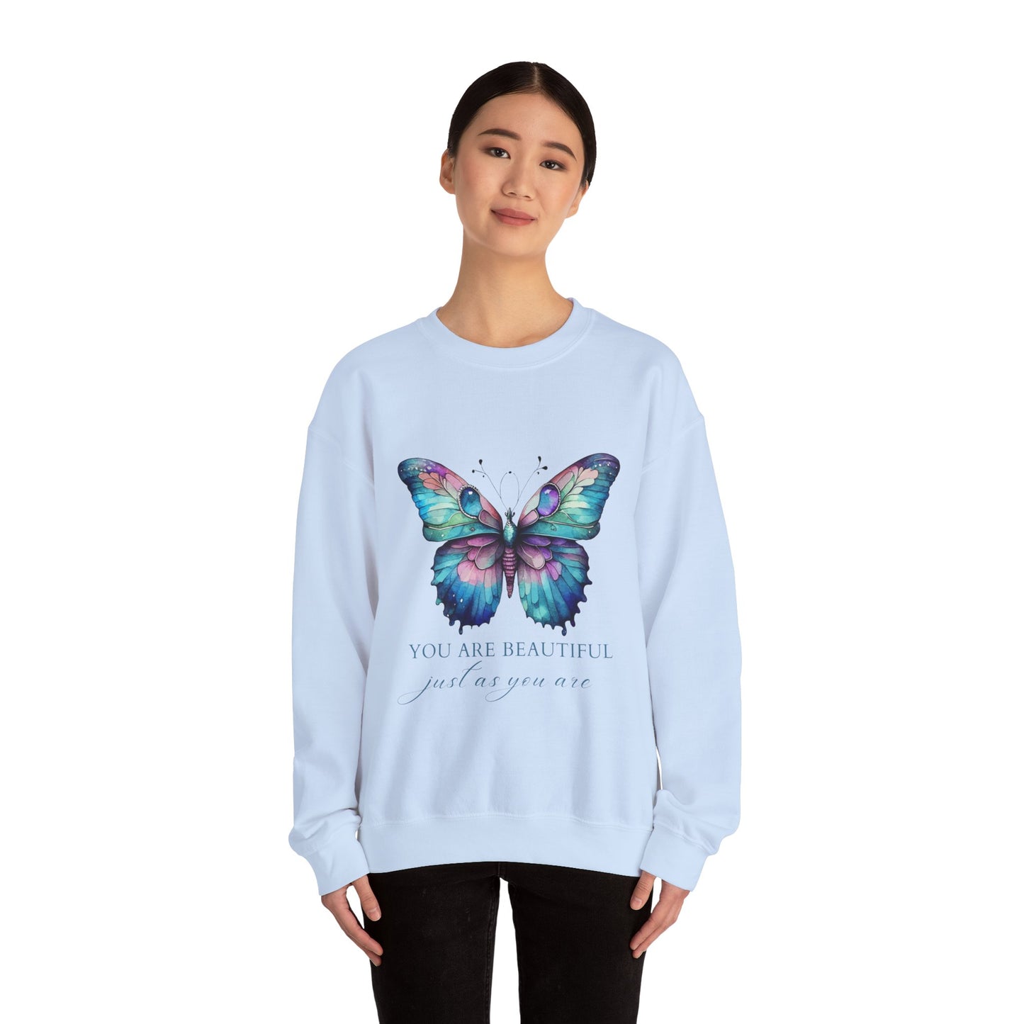 You Are  Beautiful Empowering Unisex Crewneck Sweatshirt, Affirmation Apparel, Motivational Gift, Cozy Self-Care Clothing, Inspirational Wear