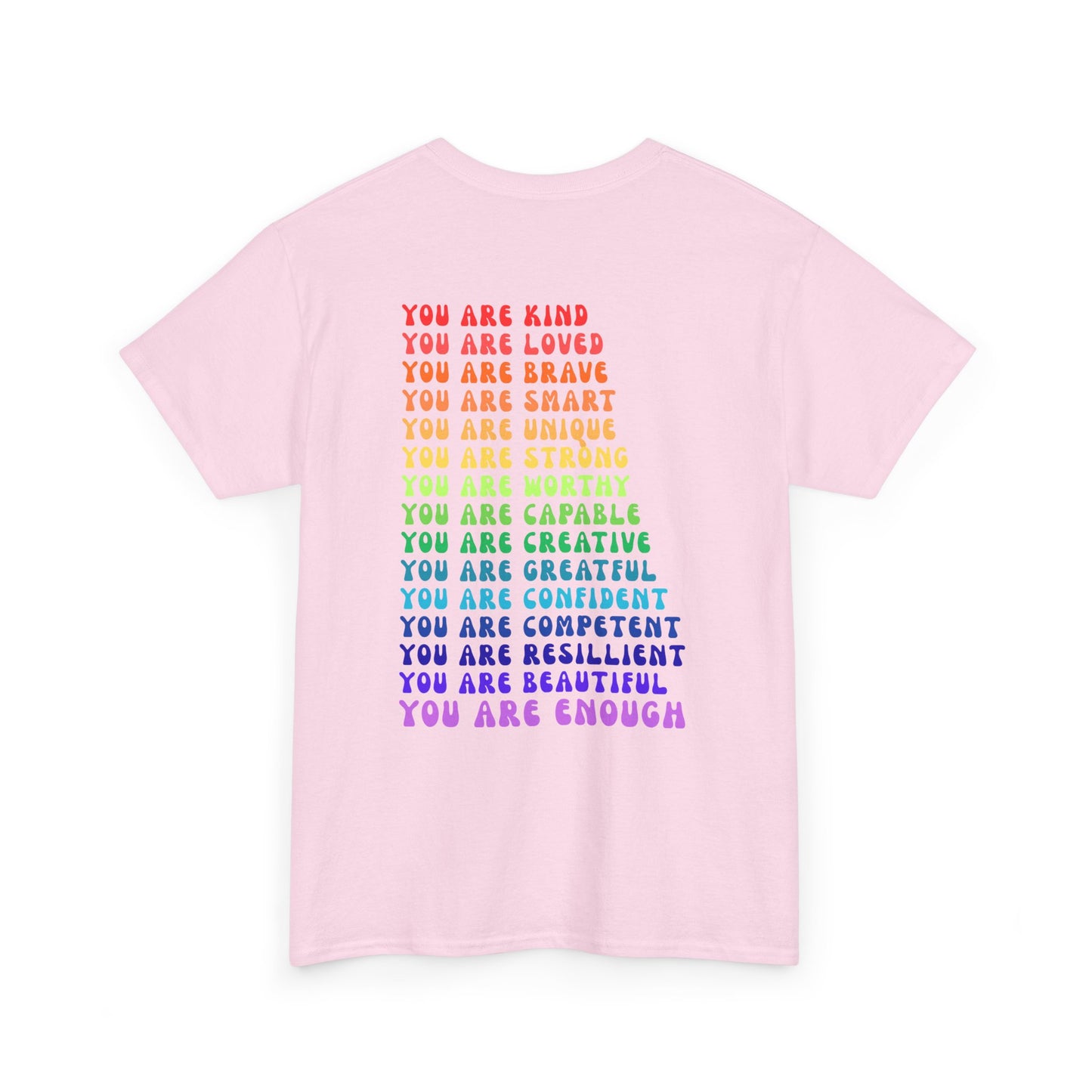 Colorful You Are Enough Empowering Unisex Heavy Cotton Tee, Self-Love T-Shirt, Affirmation Apparel, Gift for Friends, Motivational Clothing
