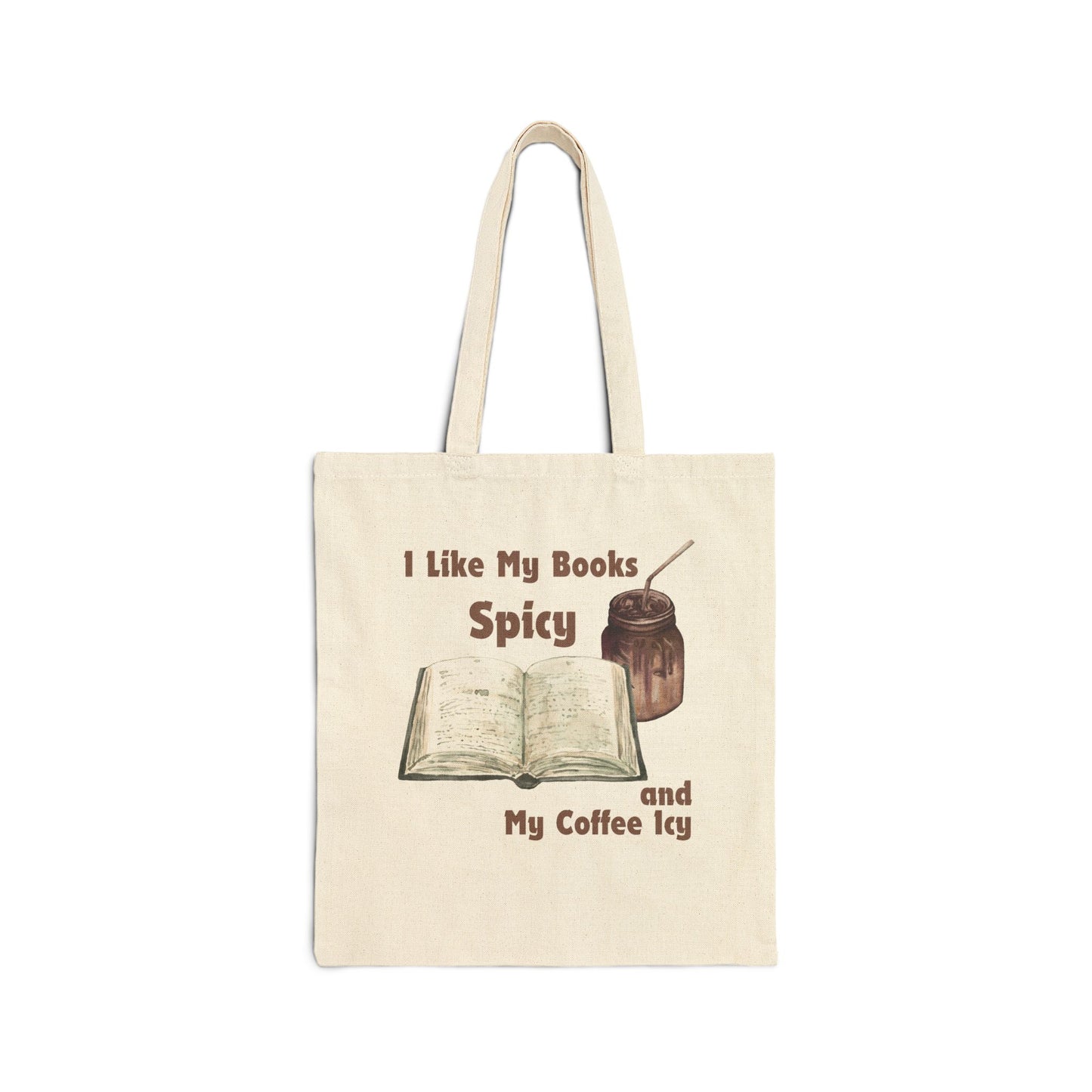 I Like My Books Spicy Cotton Canvas Tote Bag, Literary Gift, Book Lover Bag, Eco-Friendly Shopping Tote, Reading Enthusiast Accessories