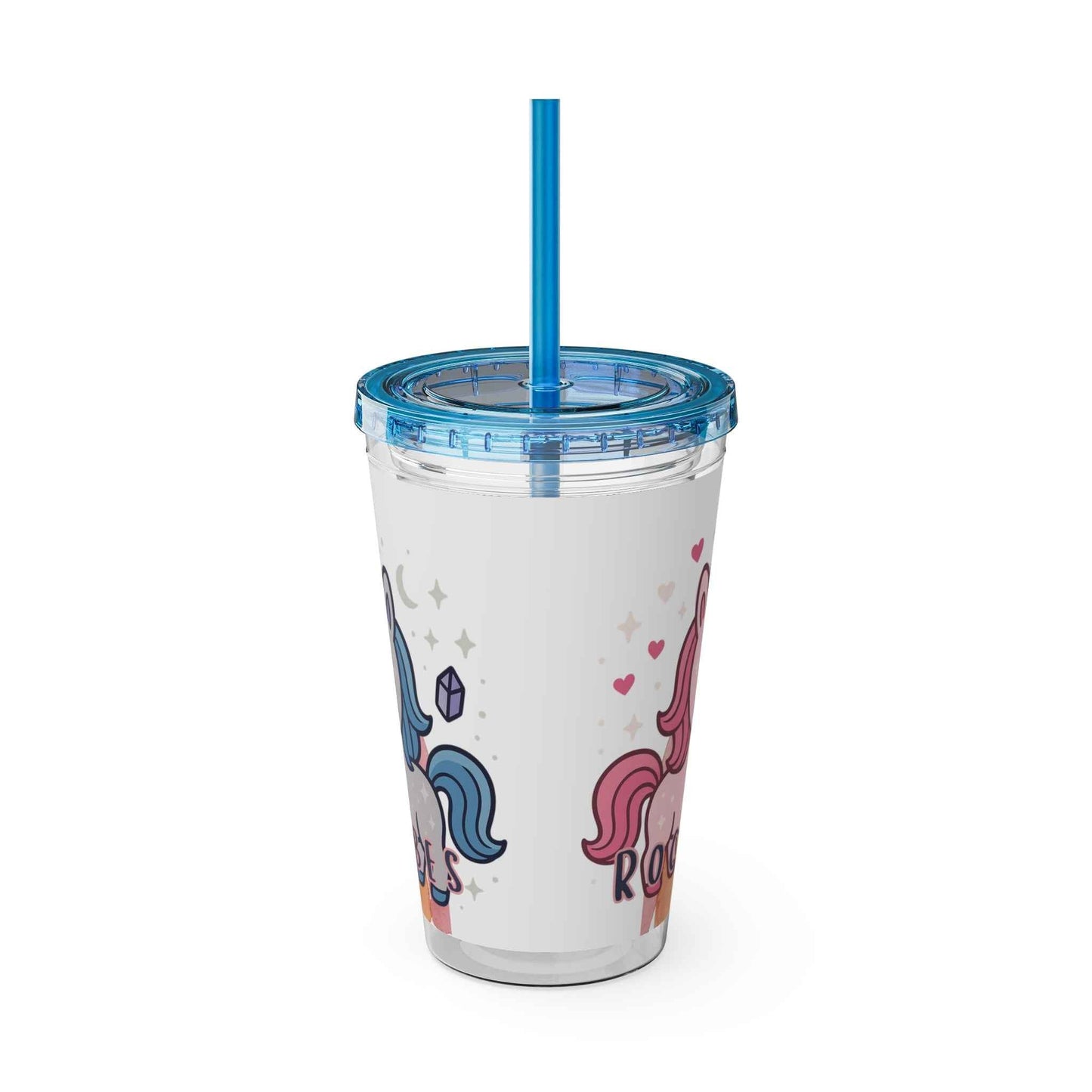 Tumbler Sunsplash Unicorn,  16oz Cup with Straw, Ideal for Kids, Rocking Good Vibes