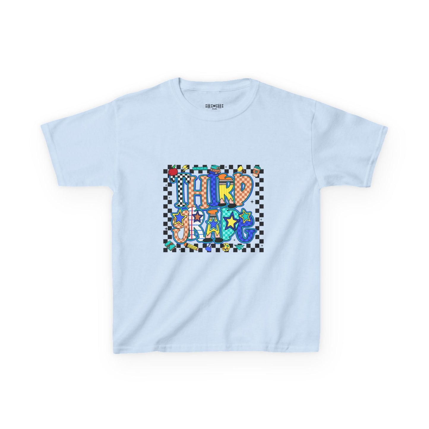 Third Grade T‑Shirt — Checkerboard Back-to-School Tee