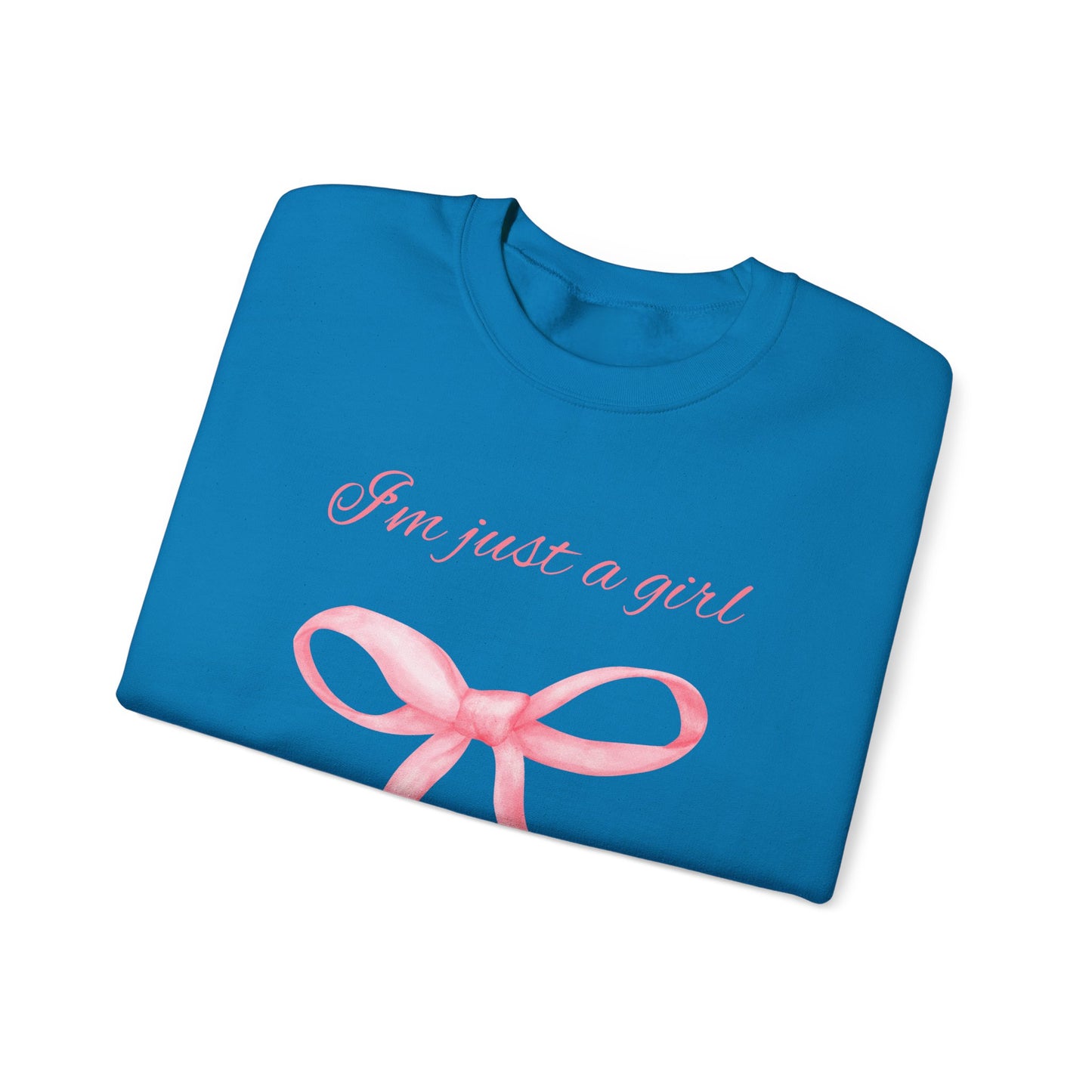 I'm Just a Girl, Pink Bow Sweatshirt, Cozy Sweatshirt, Perfect Gift for Pink Bow Lovers, Crewneck