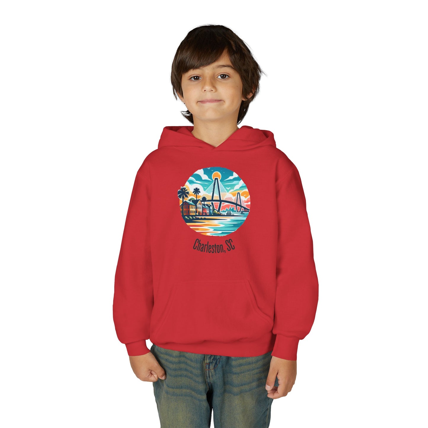 Charleston SC Youth Hoodie, Beachy Sweatshirt, Kids Summer Apparel, Travel Souvenir, Gift for Young Explorers