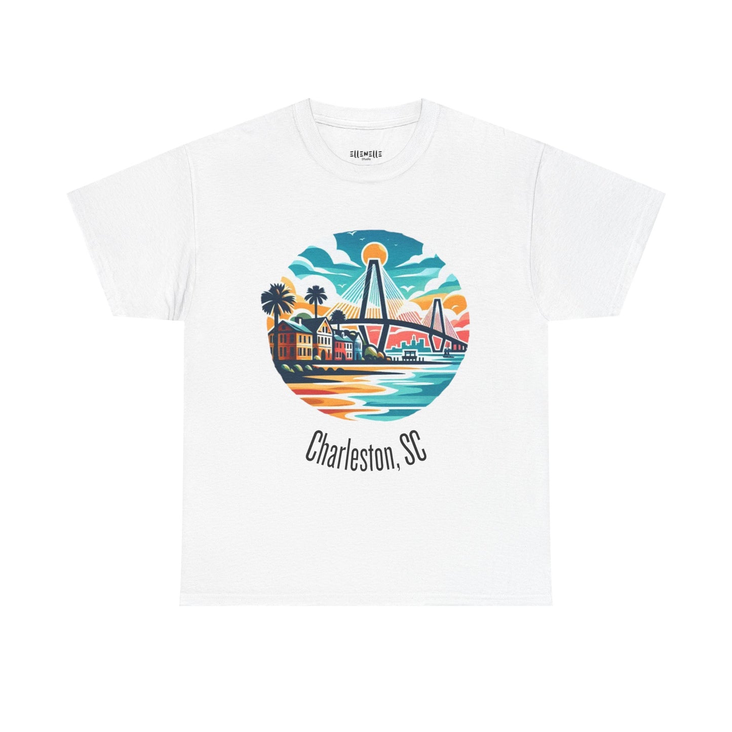Charleston SC Unisex Heavy Cotton Tee, Beach Vibes Shirt, Casual Wear, Travel Souvenir, Retro Graphic T-shirt, Gift for Him/Her