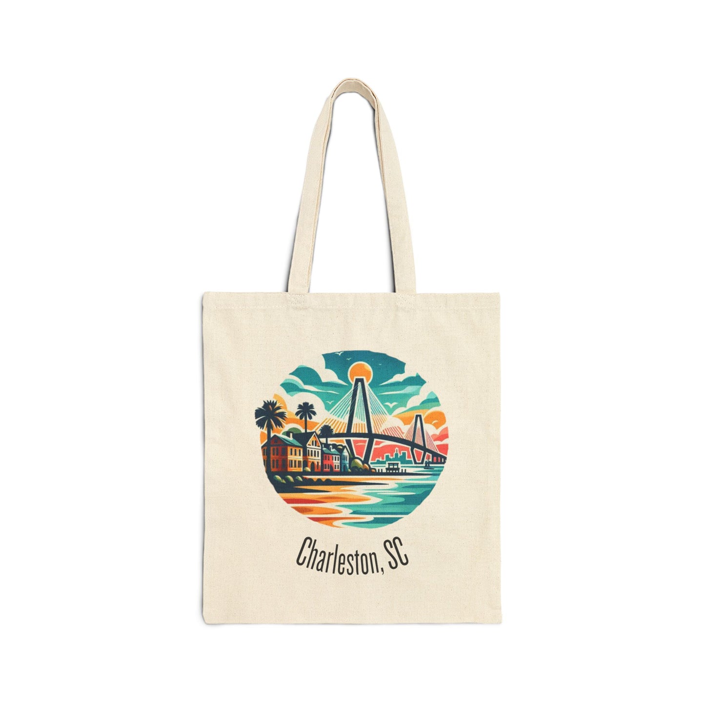 Charleston SC Cotton Canvas Tote Bag | Eco-Friendly Shopping, Beach Day Essentials, Travel Accessory, Gift for Travelers