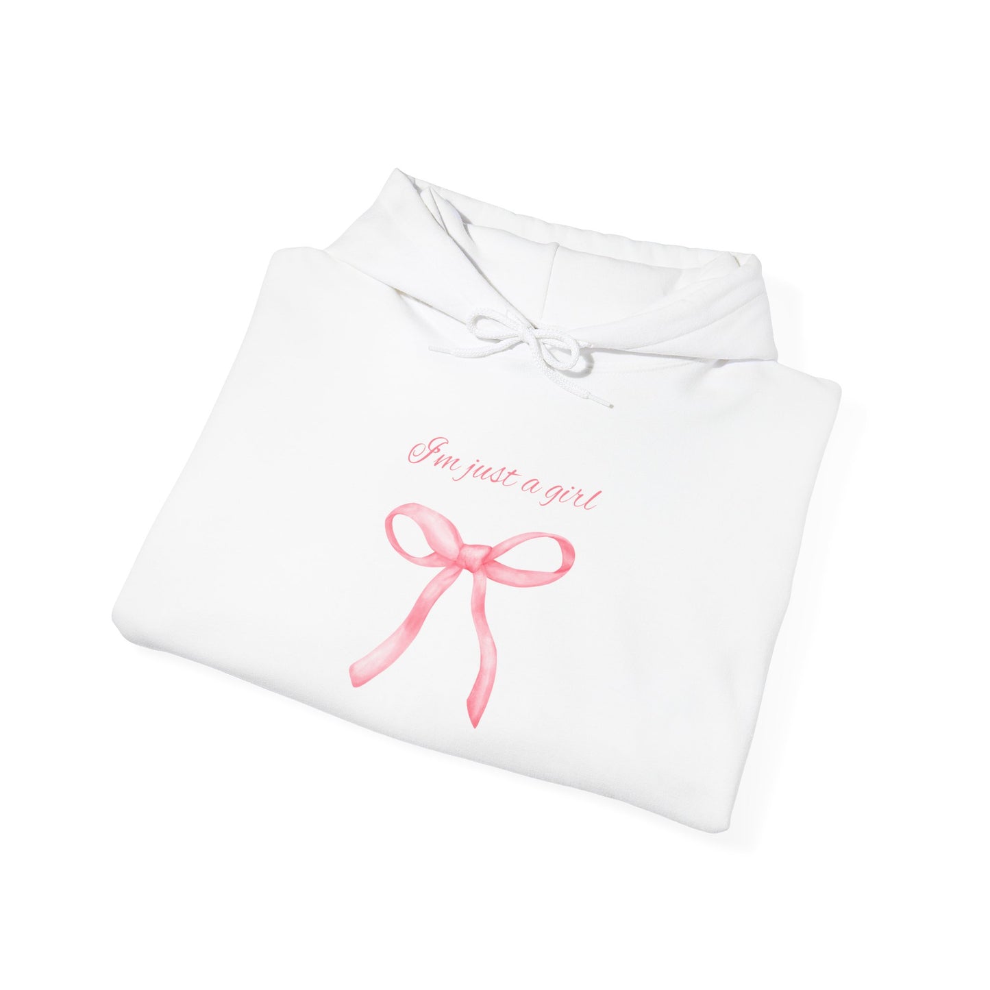 I'm Just a Girl, Pink Bow Sweatshirt Hooded Sweatshirt, Cozy Hoodie, Perfect Gift for Pink Bow Lovers