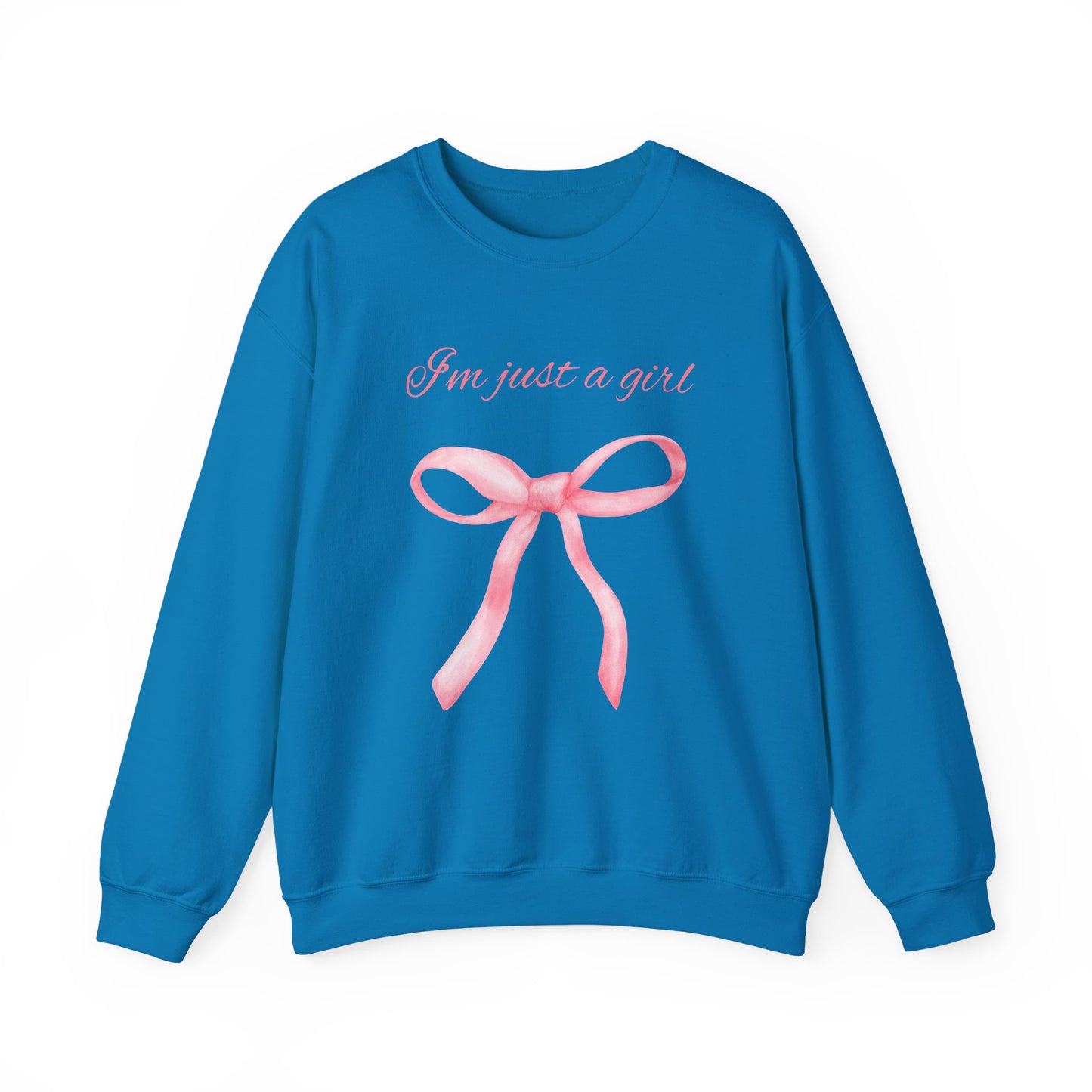 I'm Just a Girl, Pink Bow Sweatshirt, Cozy Sweatshirt, Perfect Gift for Pink Bow Lovers, Crewneck