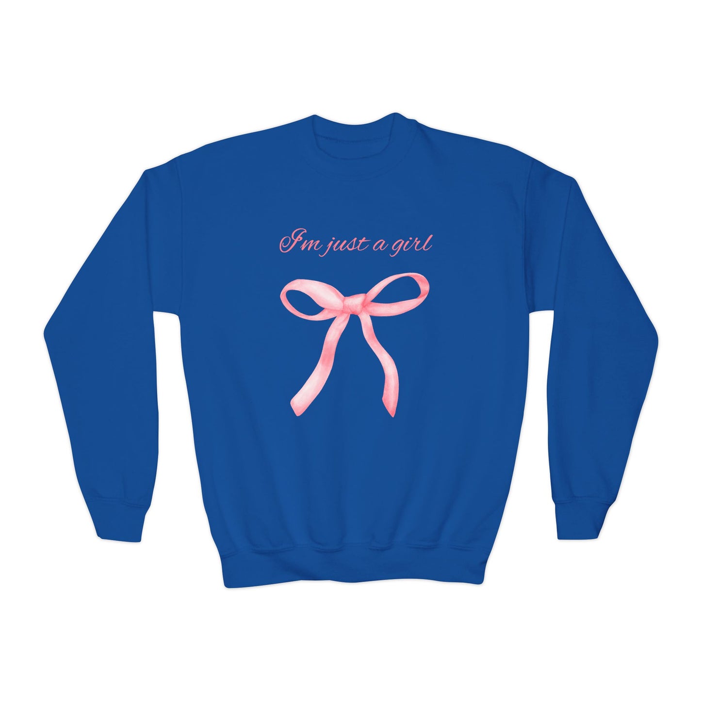 I'm Just a Girl, Pink Bow Sweatshirt, Youth Crewneck Sweatshirt, Kids Apparel