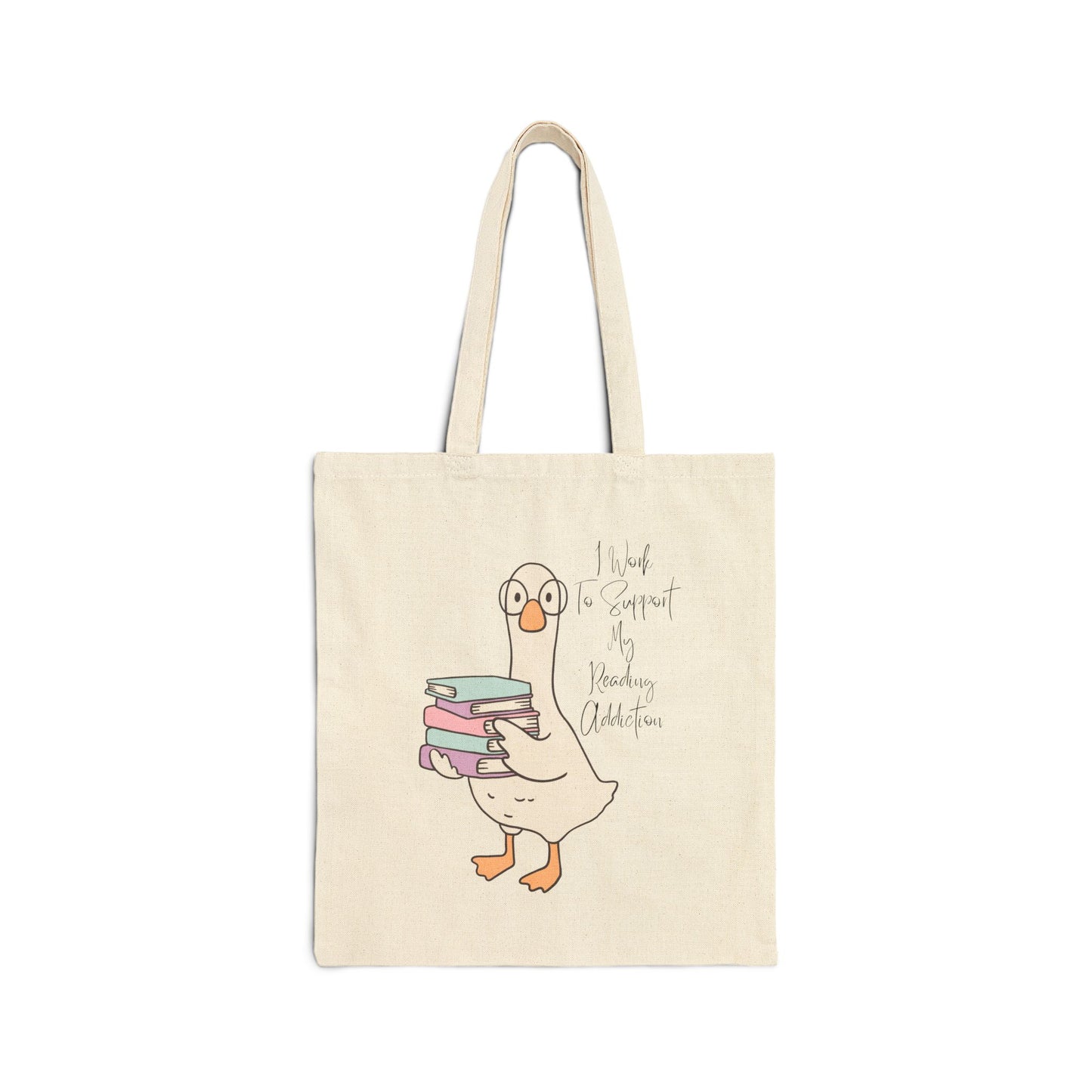I Work to Support My Reading Addiction Cotton Canvas Tote Bag, Literary Gift, Book Lover Bag, Eco-Friendly Shopping Tote, Reading Enthusiast Accessories