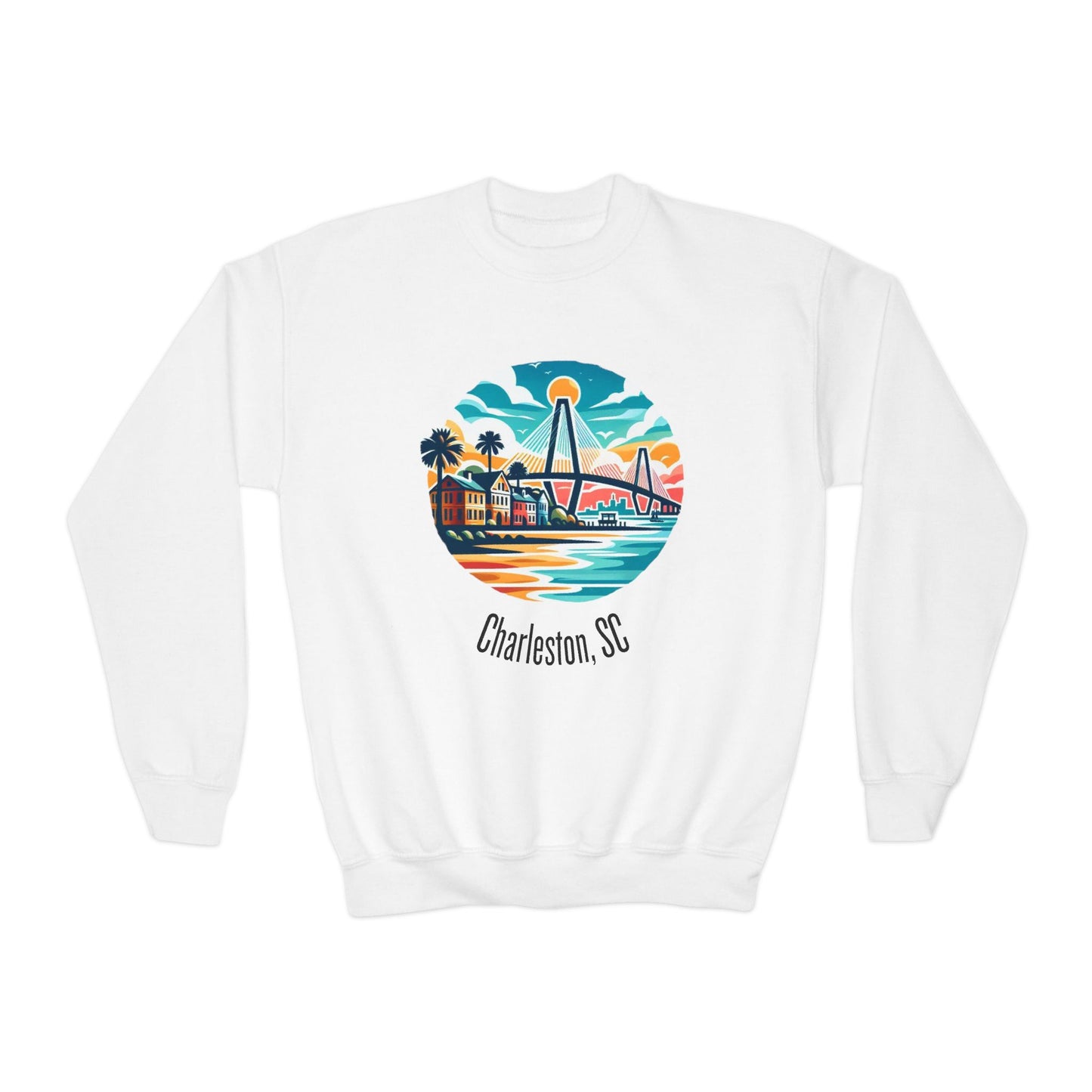 Charleston SC Youth Crewneck Sweatshirt, Cozy Kids Sweater, Gift for Young Explorers, Summer Vibes, Travel Apparel