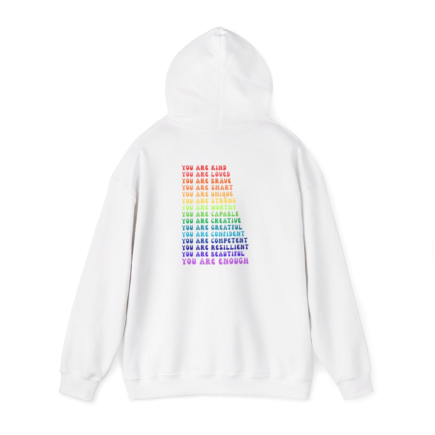 Colorful You Are Enough Motivational Hoodie, Unisex Sweatshirt, Casual Comfort Wear, Gift for Teens, Inspirational Clothing, Everyday Hoodie