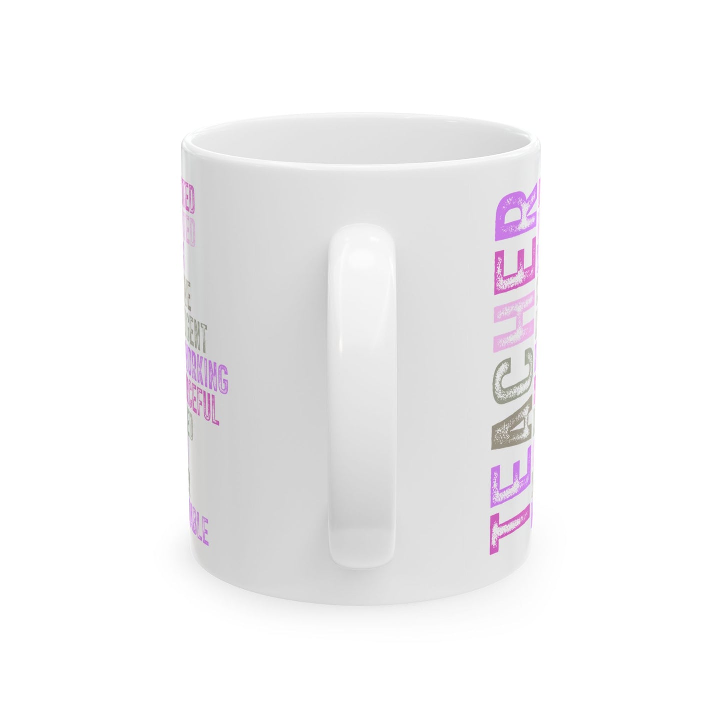 Purple Teacher Ceramic Mug — "Teacher" Vertical Design, Appreciation Gift for Educators (11oz, 15oz)