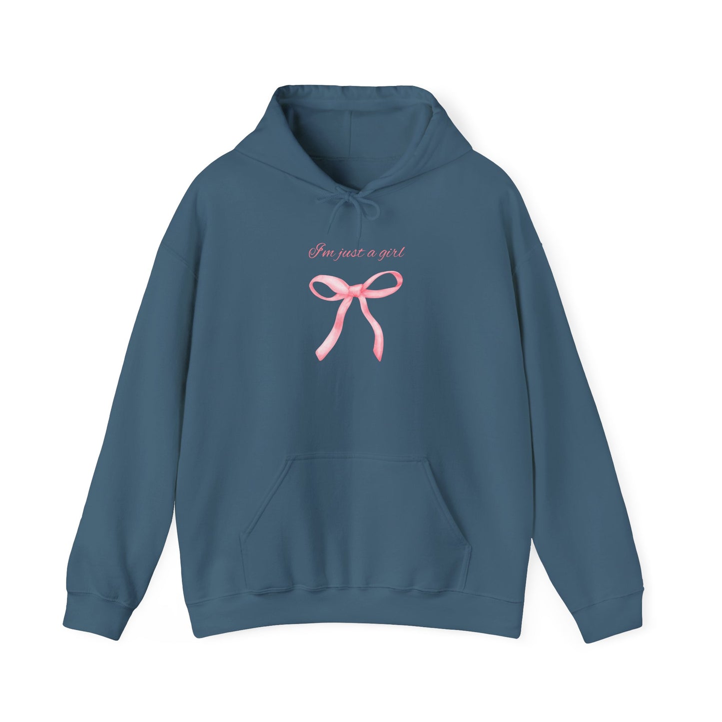 I'm Just a Girl, Pink Bow Sweatshirt Hooded Sweatshirt, Cozy Hoodie, Perfect Gift for Pink Bow Lovers