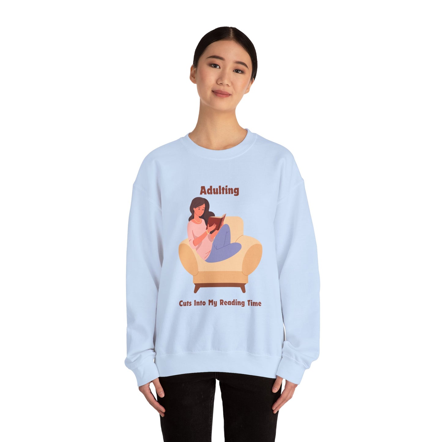 Adulting Cuts into My Reading Time Sweatshirt, Perfect Gift for Book Lovers, Literary Apparel, Cozy Reading Gift, Cute Bookworm Crewneck