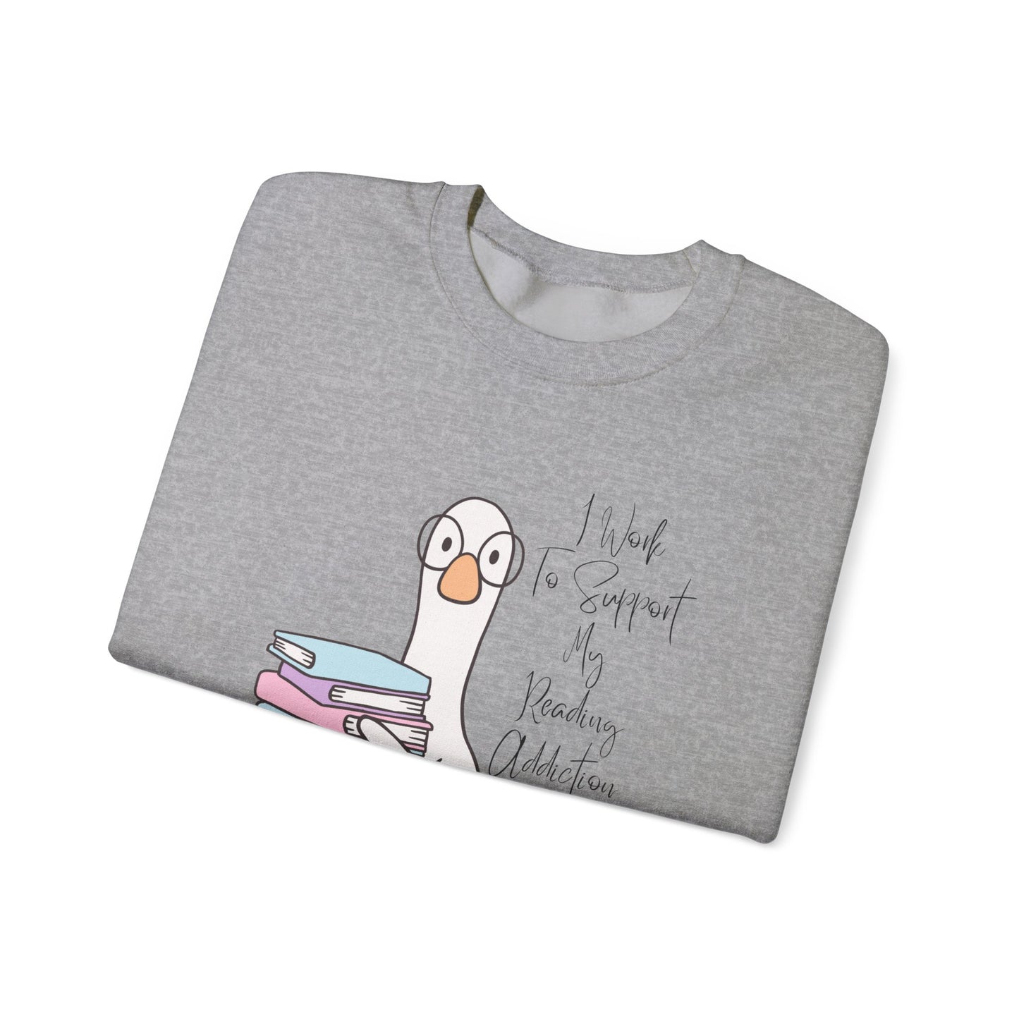I Work to Support My Reading Addiction Sweatshirt, Perfect Gift for Book Lovers, Literary Apparel, Cozy Reading Gift, Cute Bookworm Crewneck