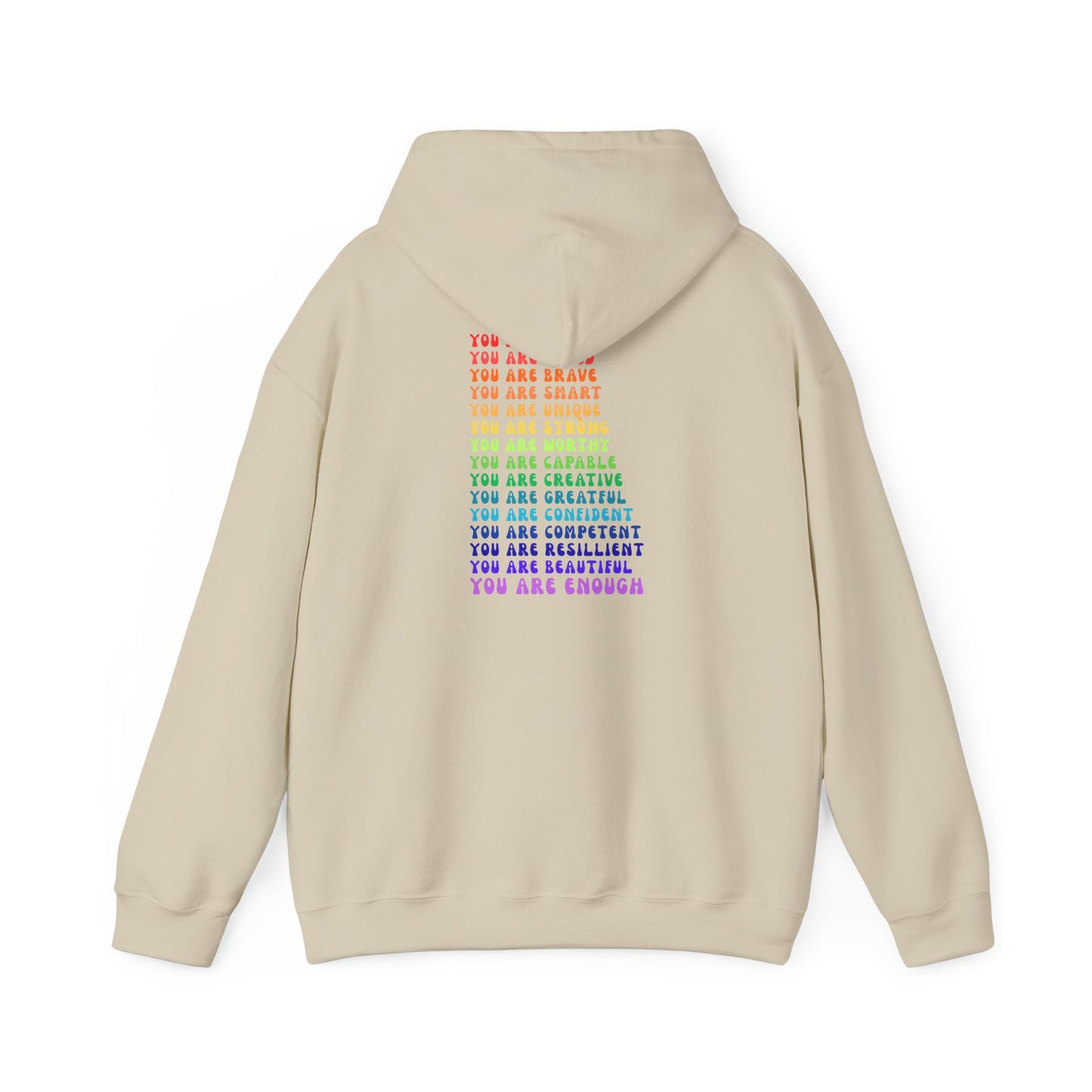 Colorful You Are Enough Motivational Hoodie, Unisex Sweatshirt, Casual Comfort Wear, Gift for Teens, Inspirational Clothing, Everyday Hoodie