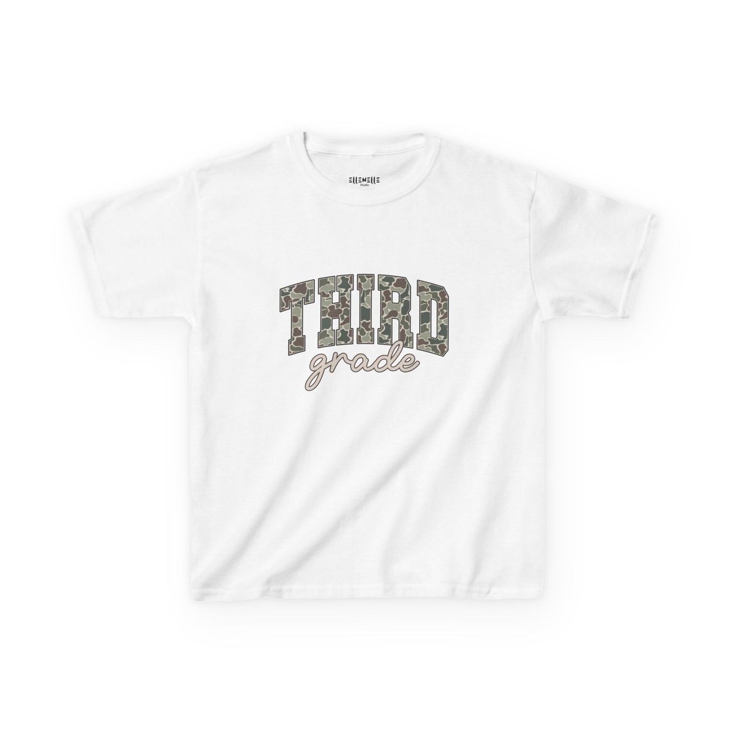 Camo Third Grade T‑Shirt — Neutral Back-to-School Tee