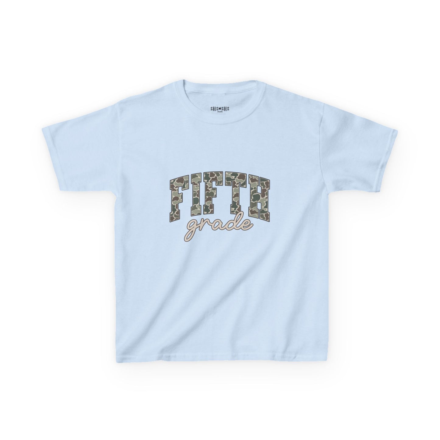 Camo Fifth Grade T‑Shirt — Neutral Back-to-School Tee