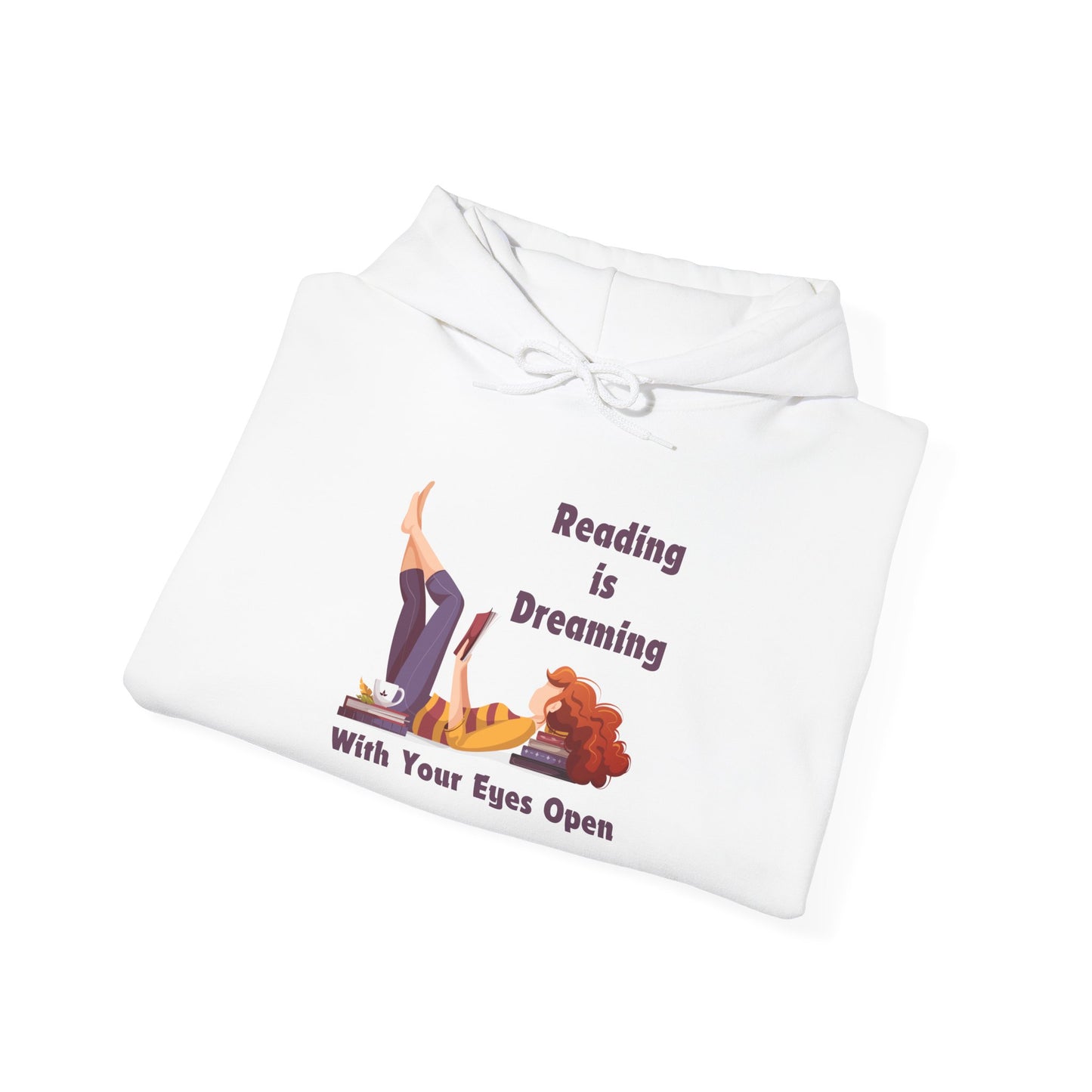 Reading is Dreaming With My Eyes Open... Unisex Hooded Sweatshirt with Library Design, Cozy Literature Hoodie for Book Lovers, Perfect Gift for Readers, Literary [...]