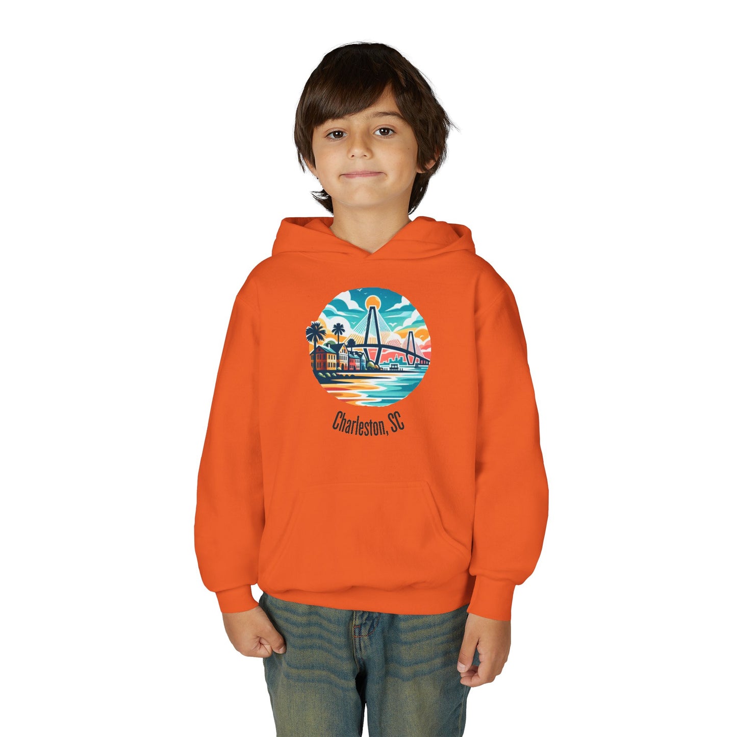 Charleston SC Youth Hoodie, Beachy Sweatshirt, Kids Summer Apparel, Travel Souvenir, Gift for Young Explorers
