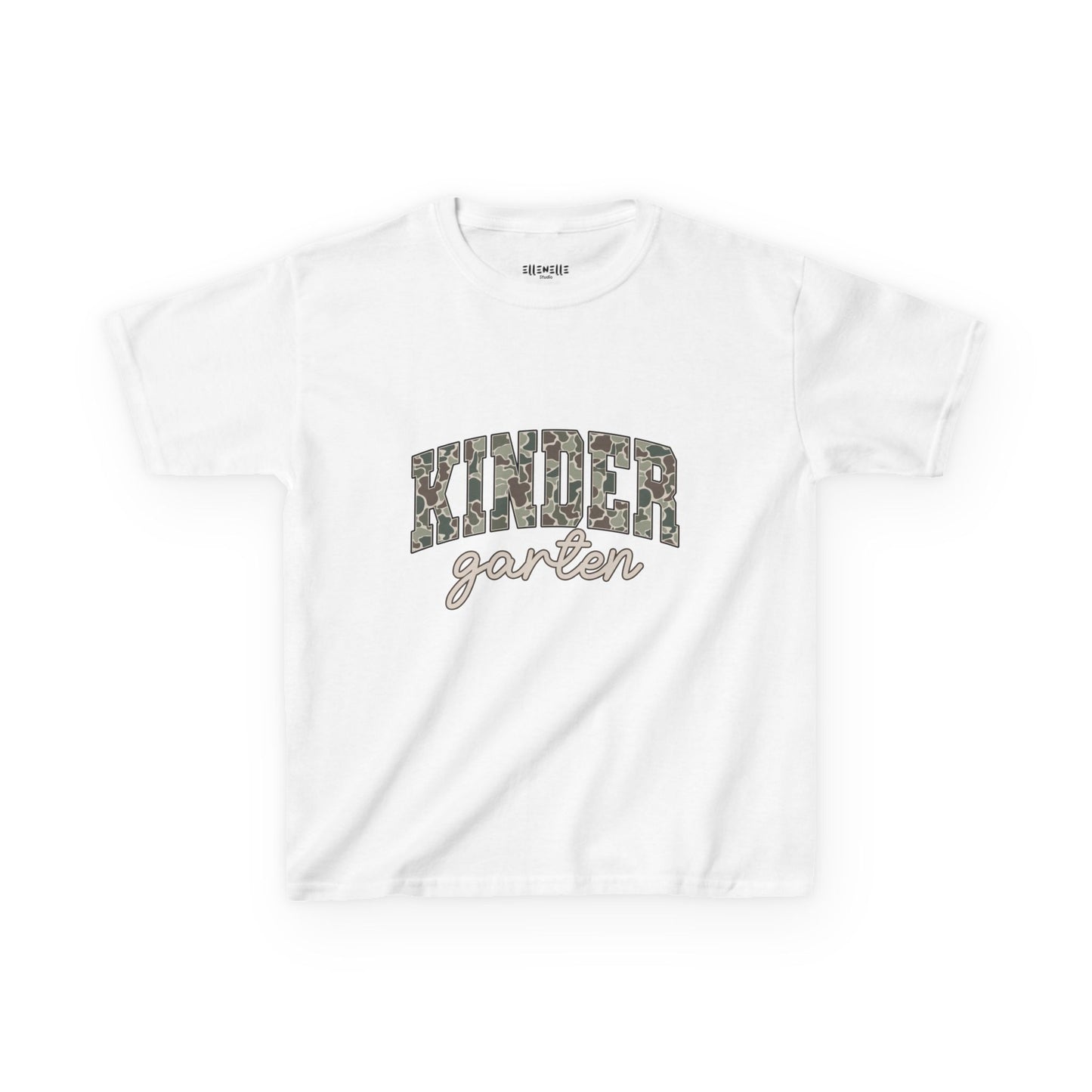 Camo Kindergarten T‑Shirt — Neutral Back-to-School Tee