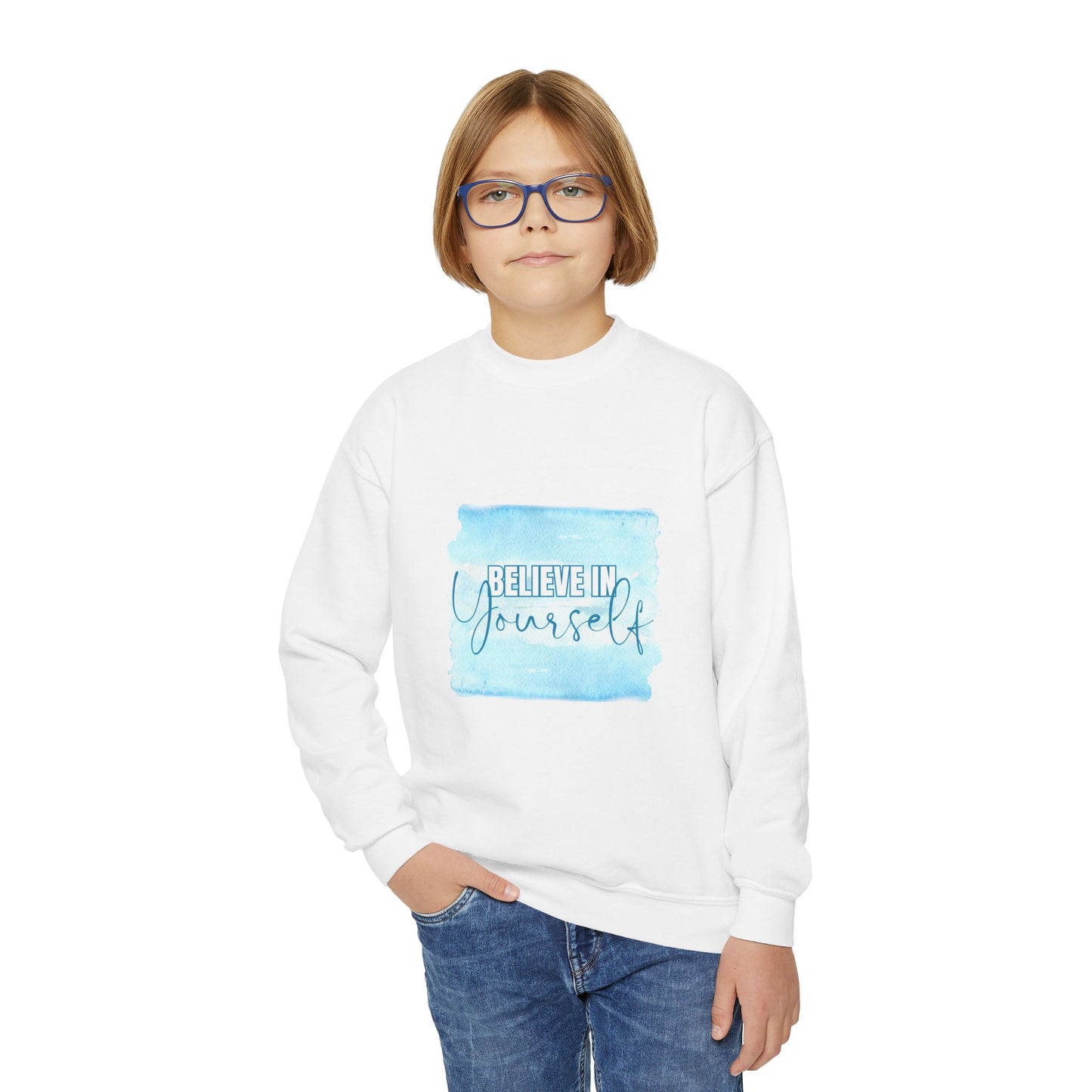 Believe in Yourself Empowering Youth Crewneck Sweatshirt, Inspirational Apparel, Affirmation Gift, Motivational Sweatshirt, Positive Vibes Clothing