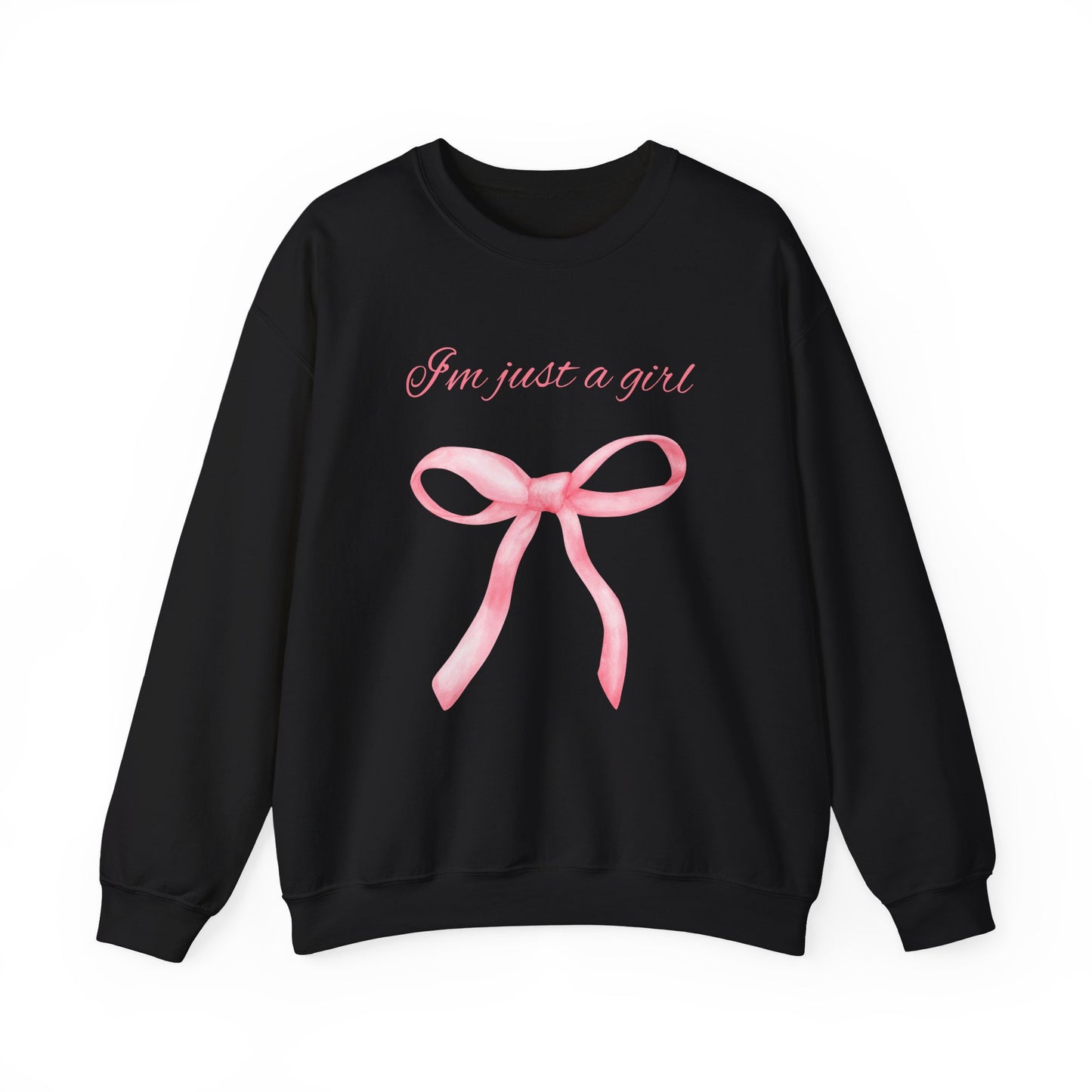 I'm Just a Girl, Pink Bow Sweatshirt, Cozy Sweatshirt, Perfect Gift for Pink Bow Lovers, Crewneck