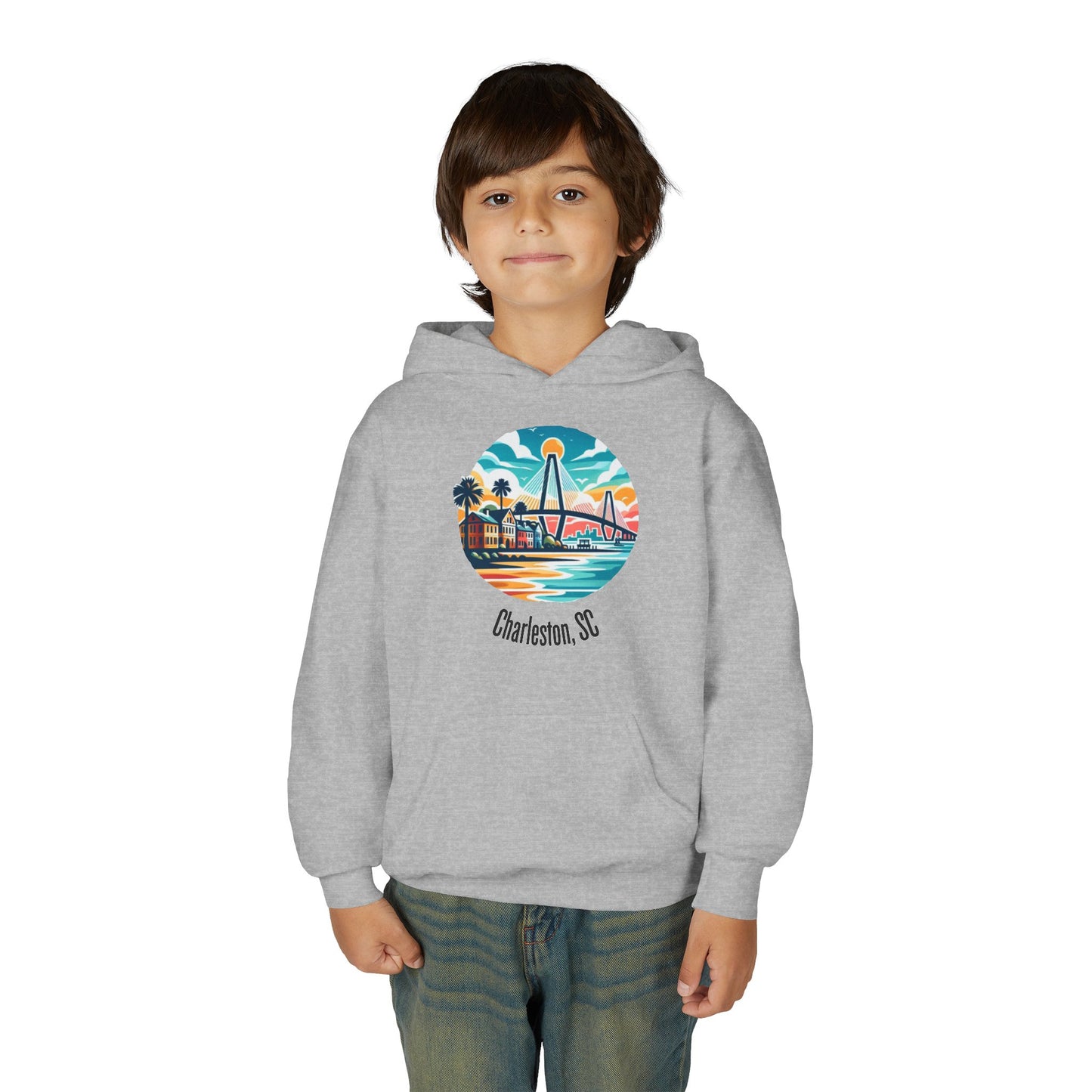 Charleston SC Youth Hoodie, Beachy Sweatshirt, Kids Summer Apparel, Travel Souvenir, Gift for Young Explorers