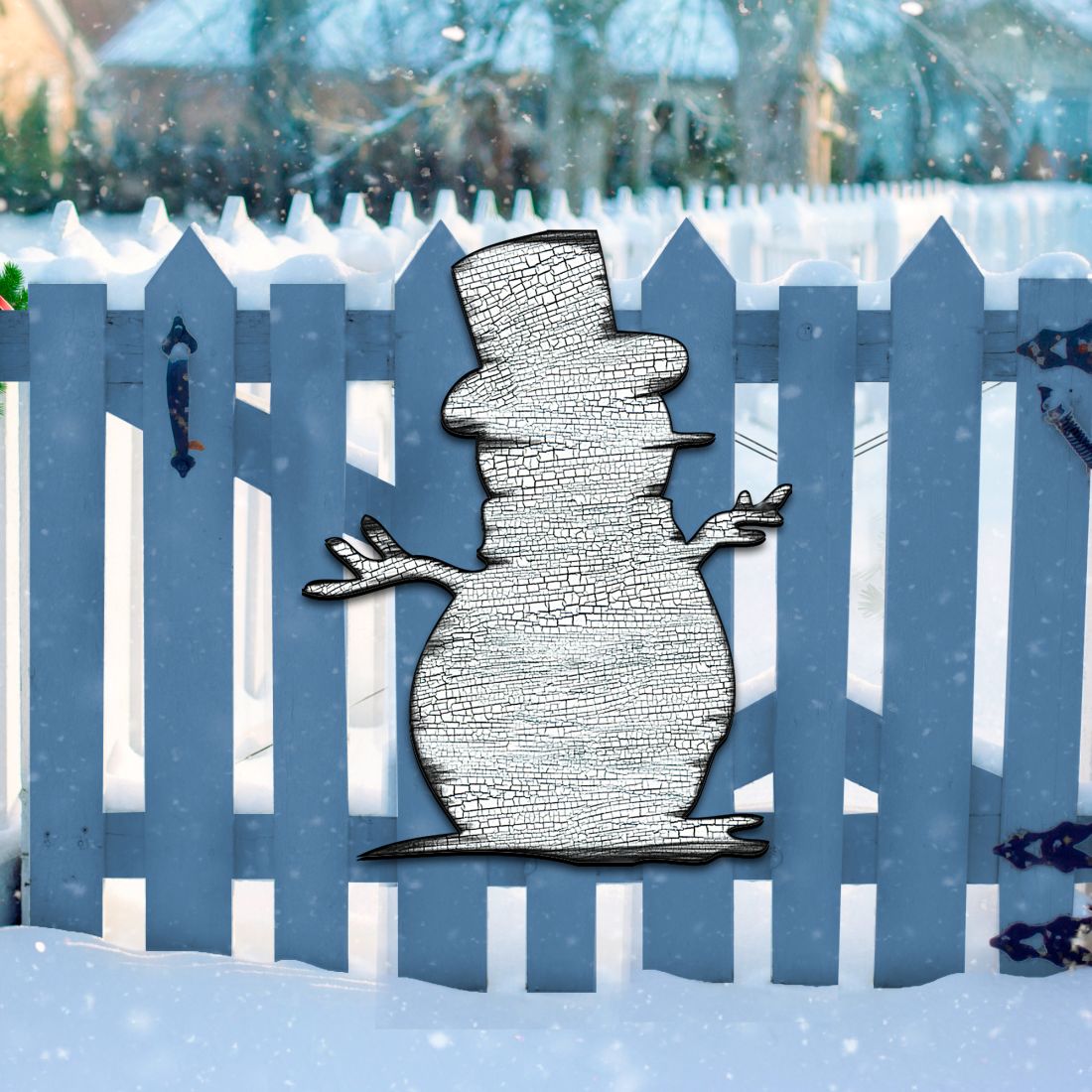 Rustic Happy Snowman Door Decor - Christmas Santa Snowman Decor - 8198801H
