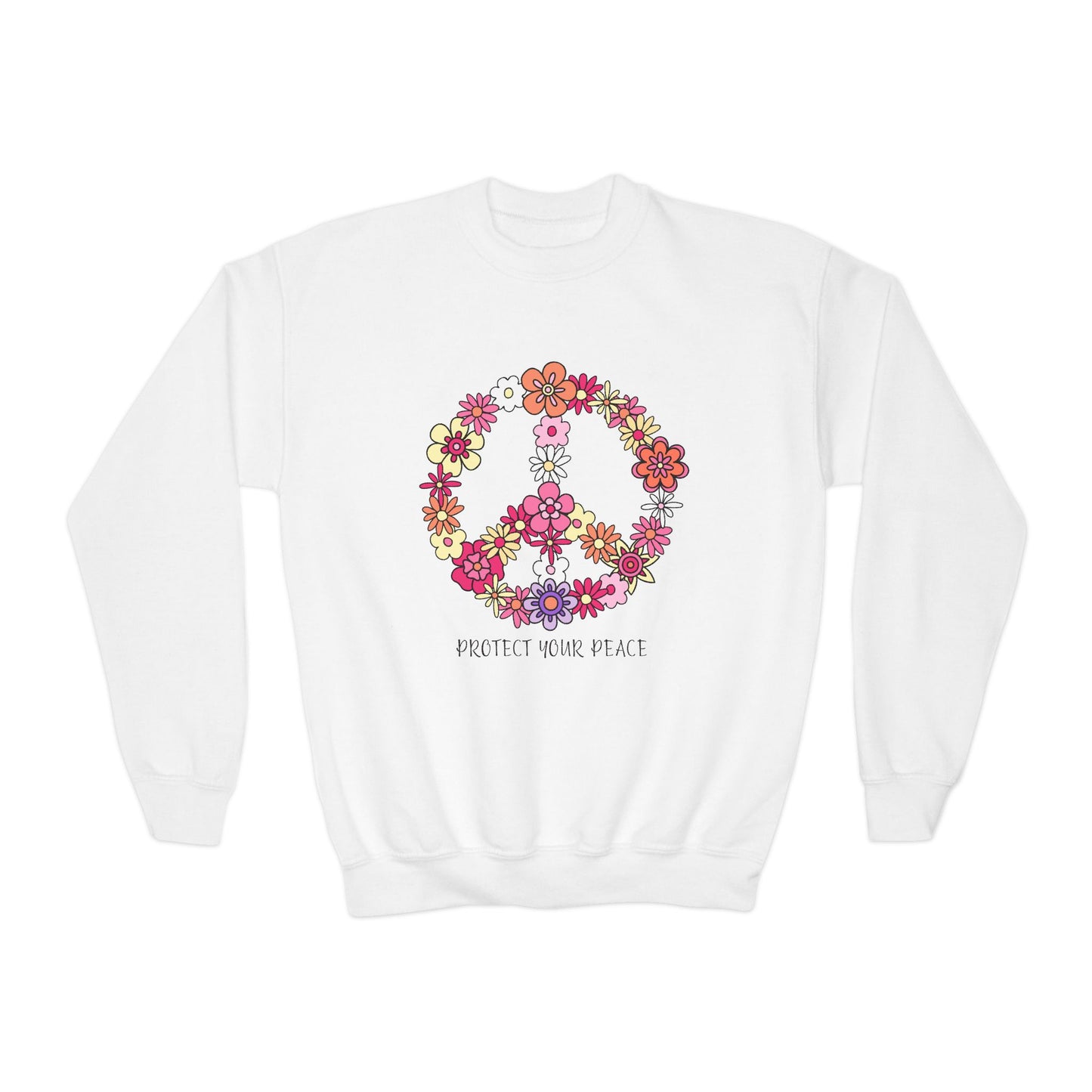 Protect Your Peace Empowering Youth Crewneck Sweatshirt, Inspirational Apparel, Affirmation Gift, Motivational Sweatshirt, Positive Vibes Clothing