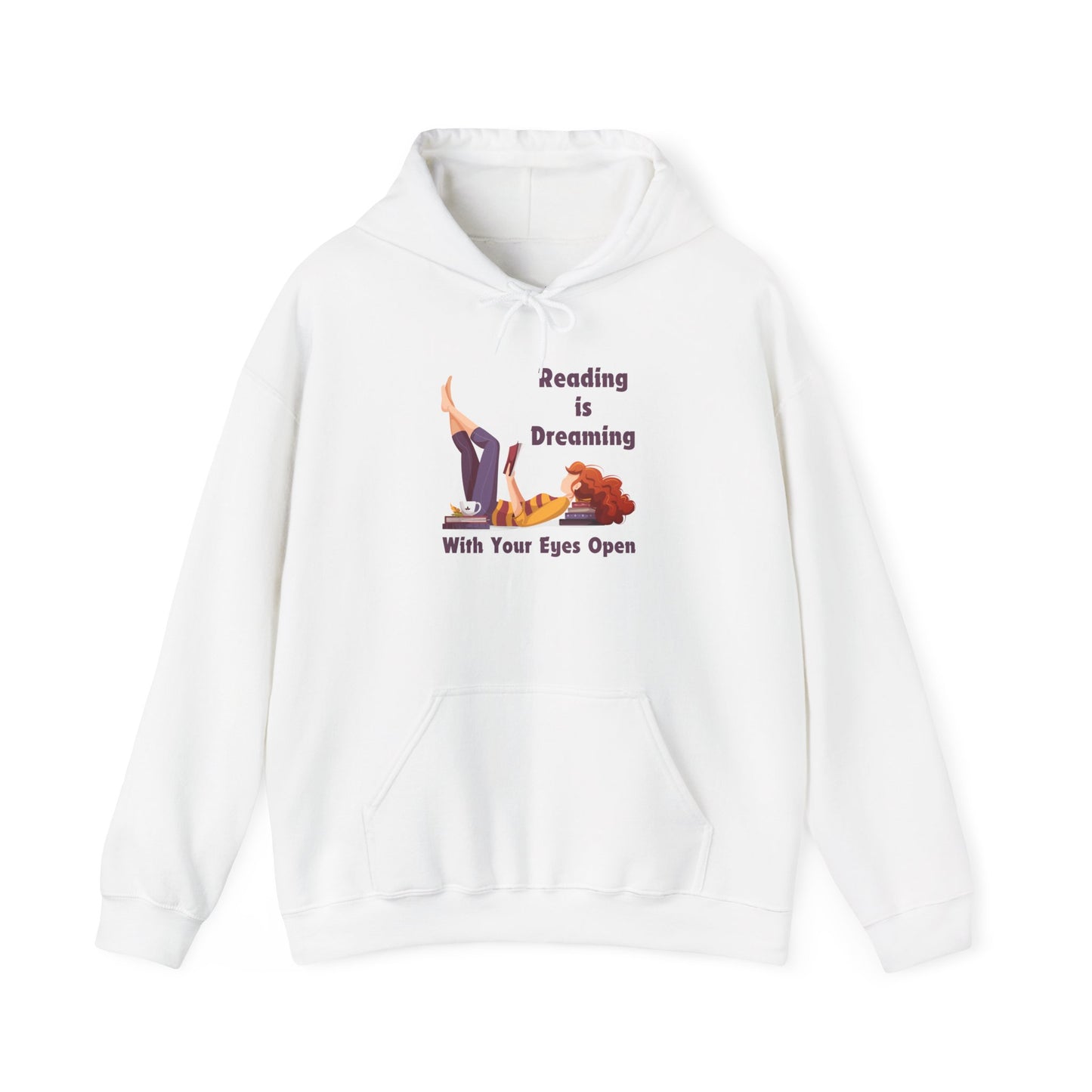 Reading is Dreaming With My Eyes Open... Unisex Hooded Sweatshirt with Library Design, Cozy Literature Hoodie for Book Lovers, Perfect Gift for Readers, Literary [...]