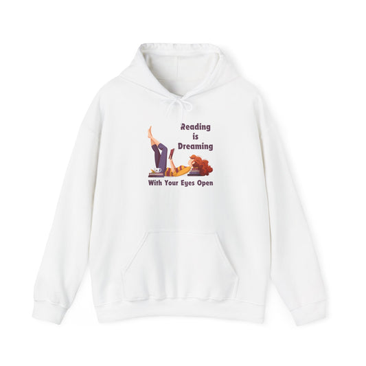Reading is Dreaming With My Eyes Open... Unisex Hooded Sweatshirt with Library Design, Cozy Literature Hoodie for Book Lovers, Perfect Gift for Readers, Literary [...]