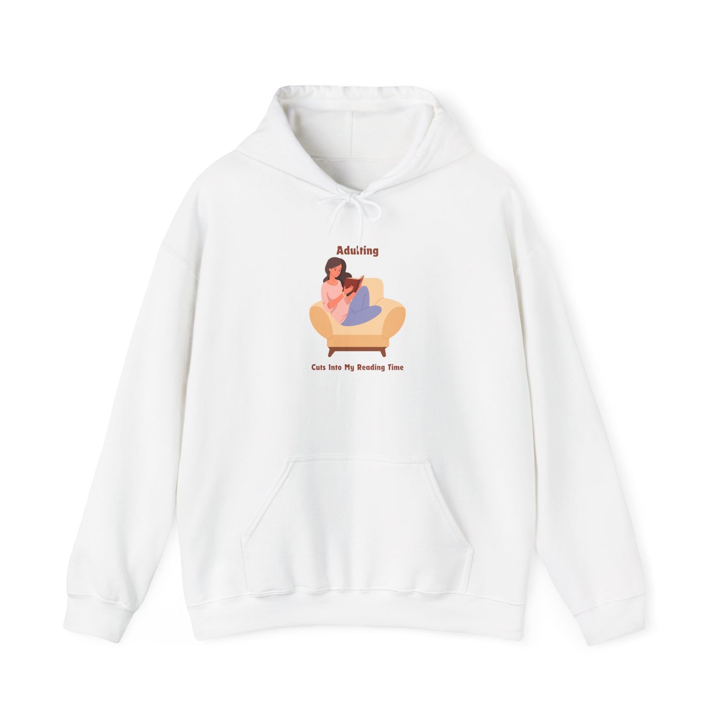 Adulting Cuts into My Reading Time Unisex Hooded Sweatshirt with Library Design, Cozy Literature Hoodie for Book Lovers, Perfect Gift for Readers, Literary [...]