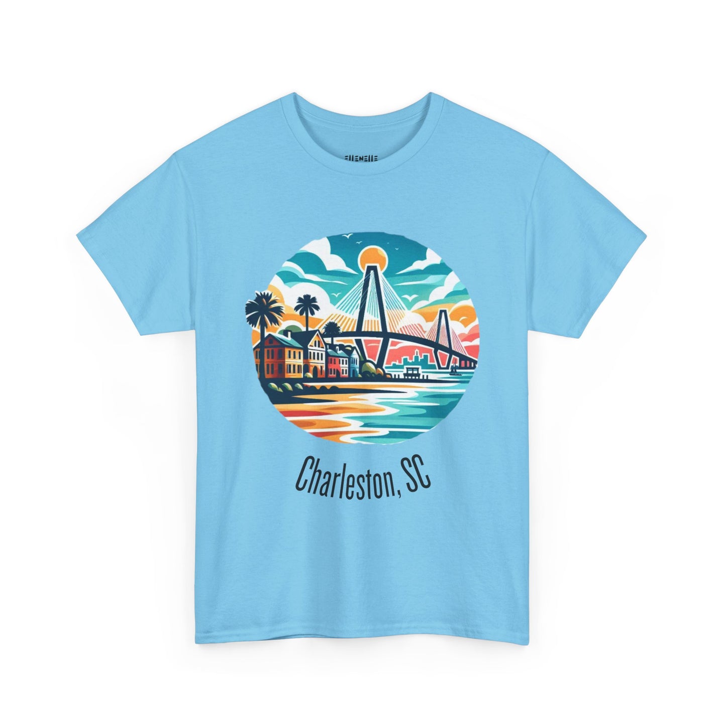 Charleston SC Unisex Heavy Cotton Tee, Beach Vibes Shirt, Casual Wear, Travel Souvenir, Retro Graphic T-shirt, Gift for Him/Her