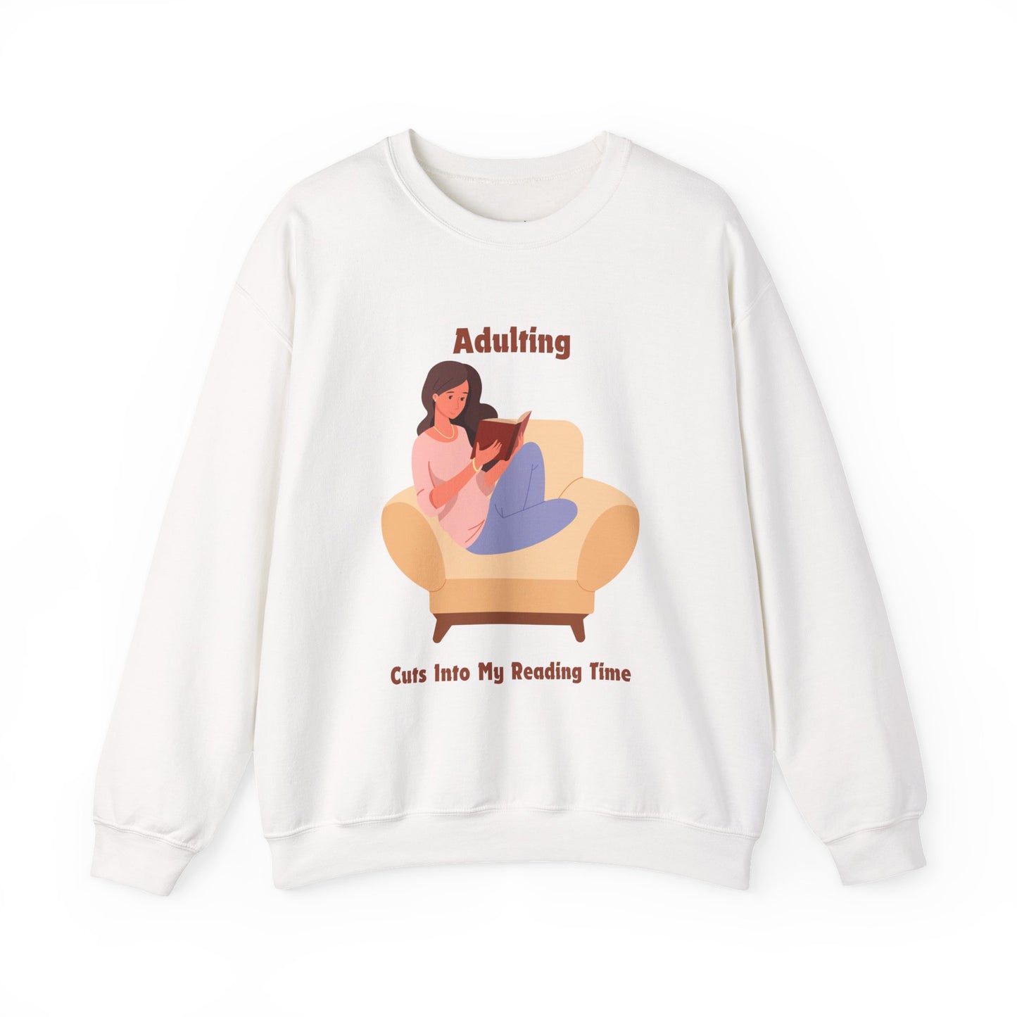 Adulting Cuts into My Reading Time Sweatshirt, Perfect Gift for Book Lovers, Literary Apparel, Cozy Reading Gift, Cute Bookworm Crewneck