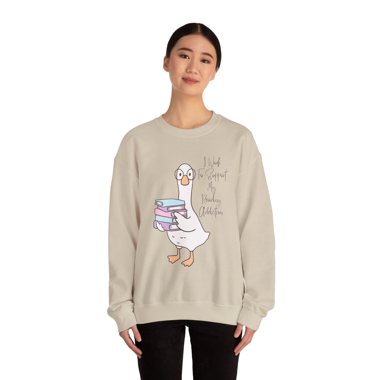 I Work to Support My Reading Addiction Sweatshirt, Perfect Gift for Book Lovers, Literary Apparel, Cozy Reading Gift, Cute Bookworm Crewneck