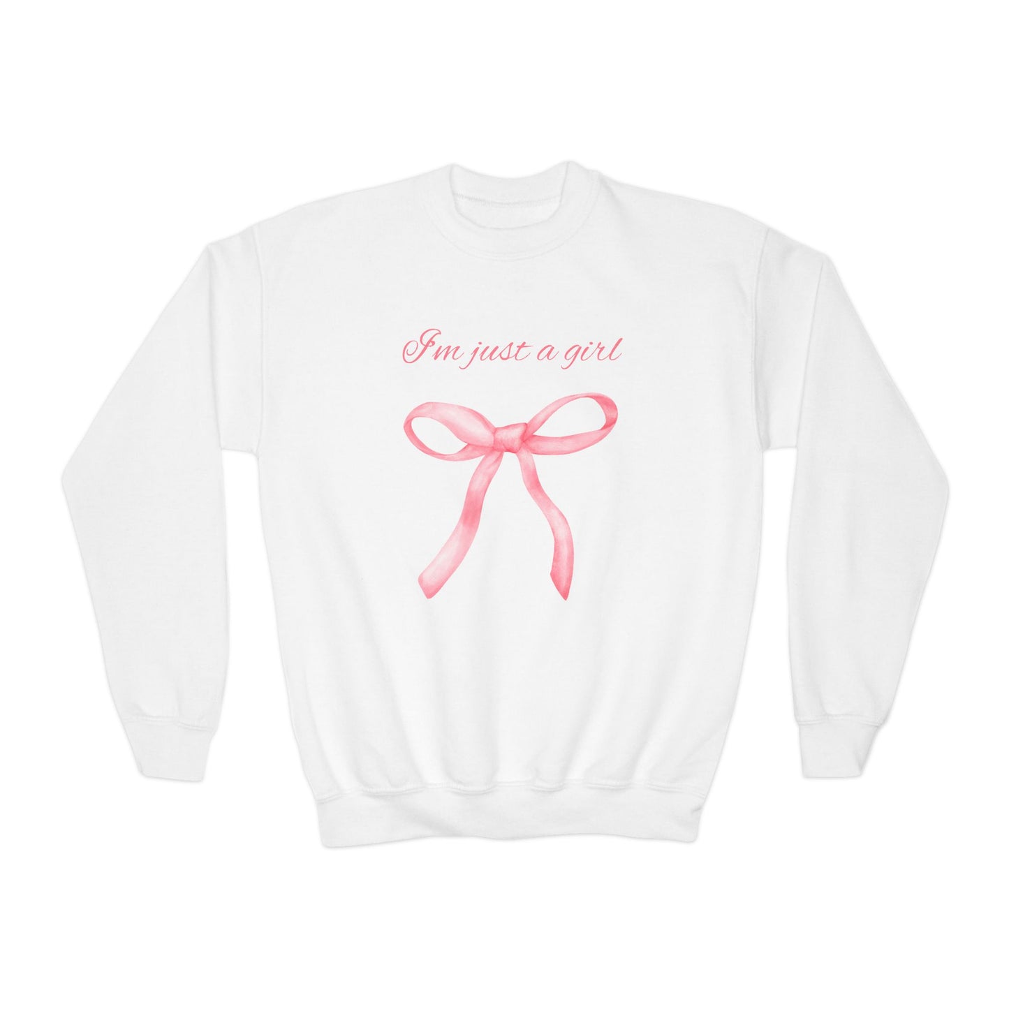 I'm Just a Girl, Pink Bow Sweatshirt, Youth Crewneck Sweatshirt, Kids Apparel