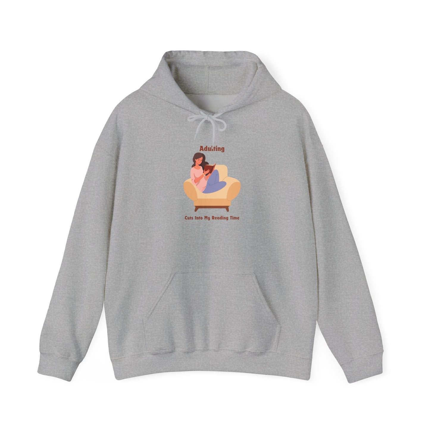 Adulting Cuts into My Reading Time Unisex Hooded Sweatshirt with Library Design, Cozy Literature Hoodie for Book Lovers, Perfect Gift for Readers, Literary [...]