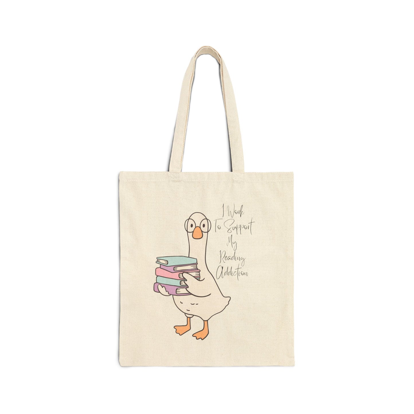 I Work to Support My Reading Addiction Cotton Canvas Tote Bag, Literary Gift, Book Lover Bag, Eco-Friendly Shopping Tote, Reading Enthusiast Accessories