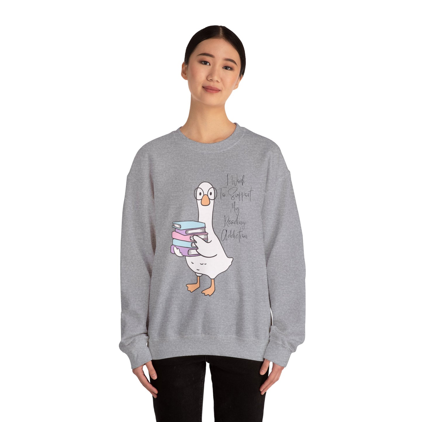 I Work to Support My Reading Addiction Sweatshirt, Perfect Gift for Book Lovers, Literary Apparel, Cozy Reading Gift, Cute Bookworm Crewneck