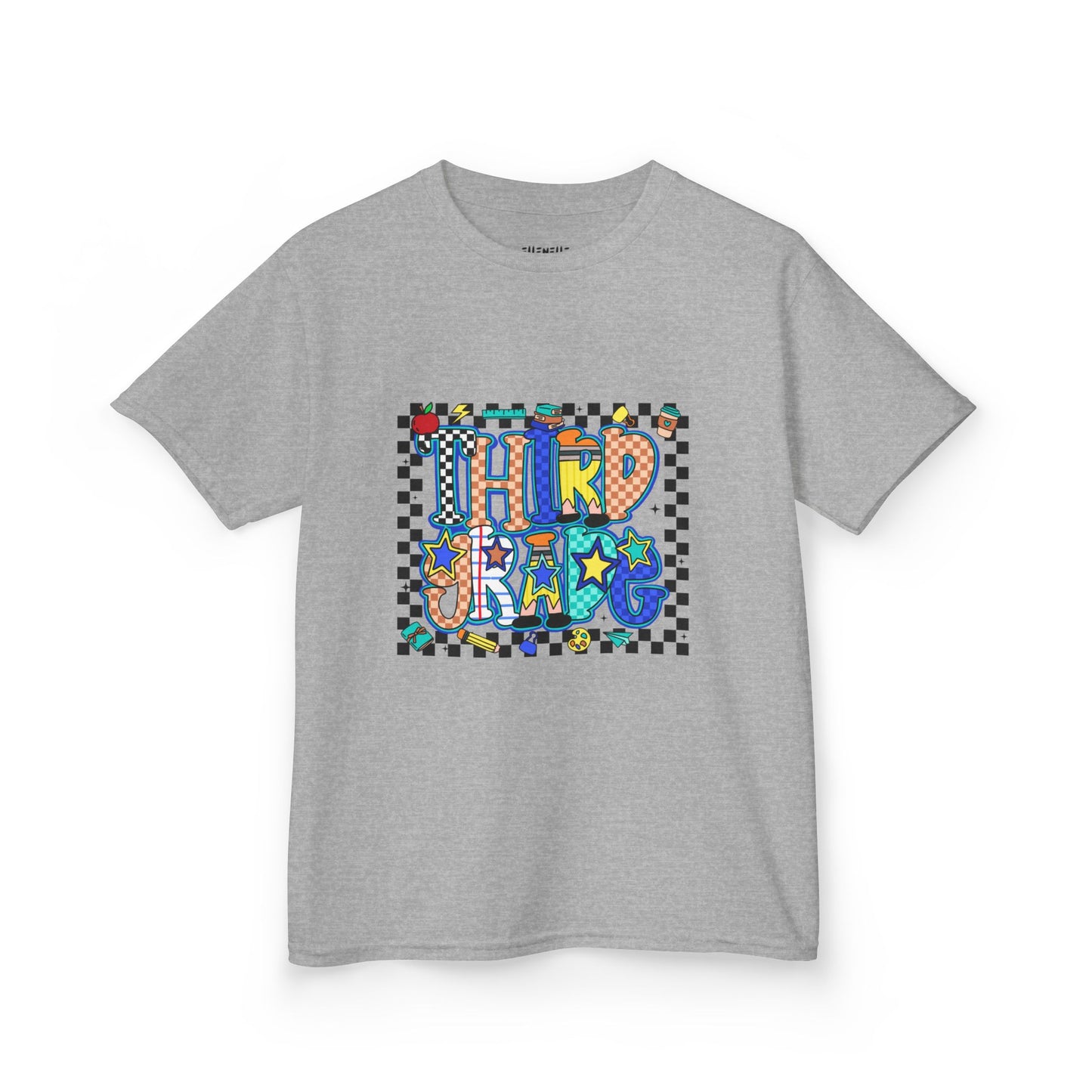 Third Grade T‑Shirt — Checkerboard Back-to-School Tee